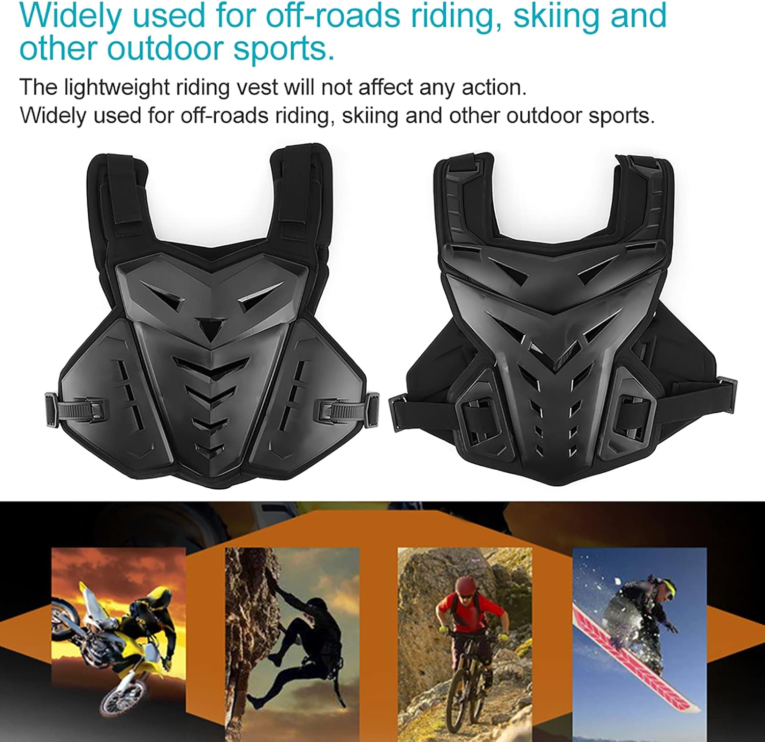 Motorcycle Body Armor Vest Dirt Bike Gear, Chest Protector Motocross Gear Motorcycle Chest Back Protector for Men Mountain Bike Protective Gear MTB Racing Off-Road image number 6