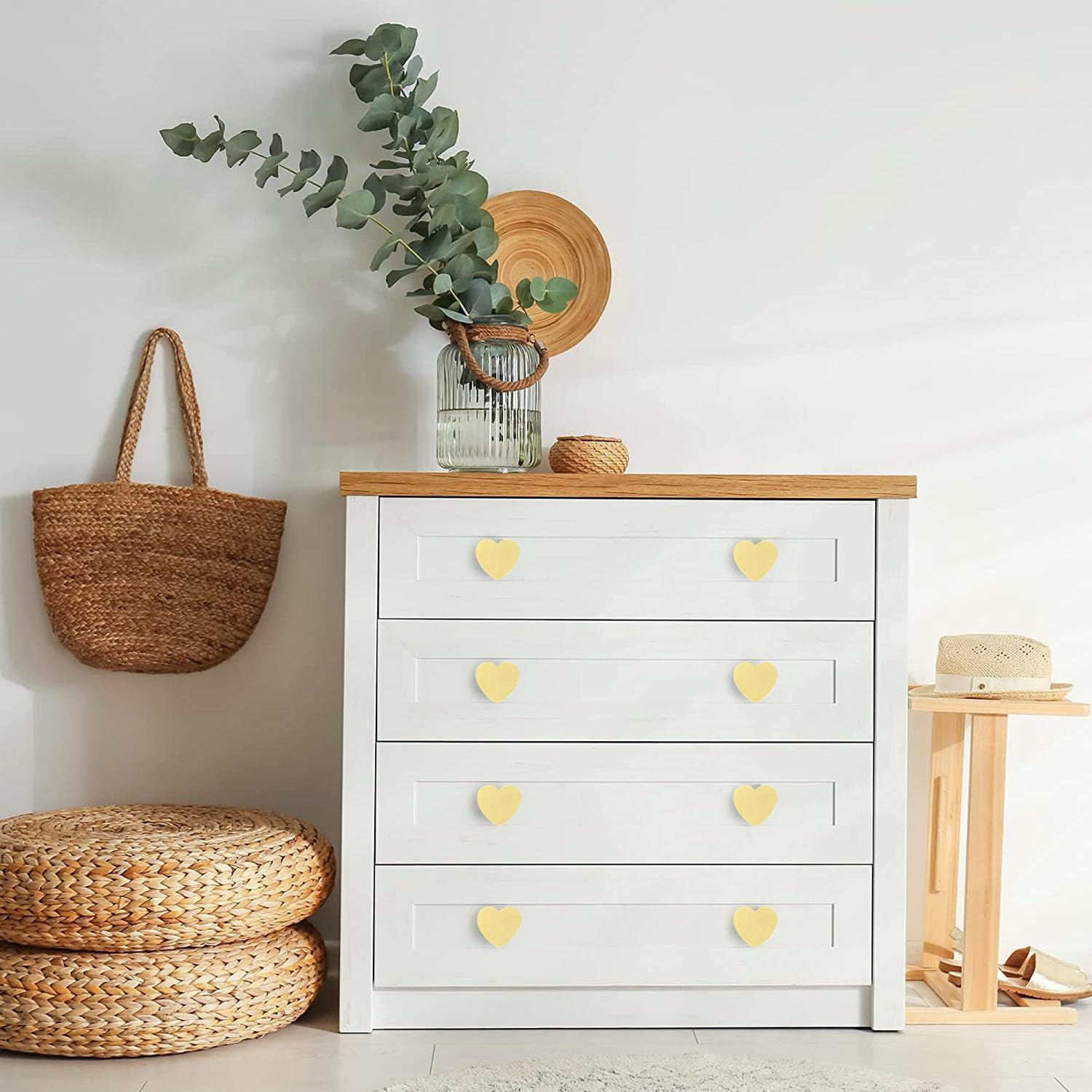 YYMSEN 6 Pcs Brass Heart-Shaped Gold Cabinet Knobs, Suitable for Bathroom & Kitchen Drawer Pulls image number 2