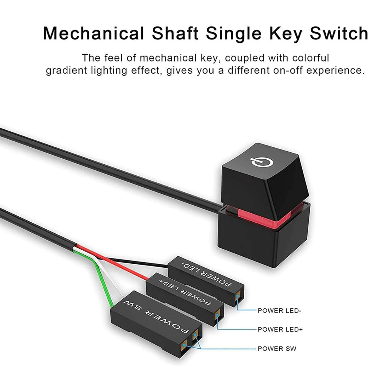 6.6Ft PC Power Button, External Power Switch with 7 Color Light for Desktop PC, Blue Switch Mechanical Keys, Computer Power Switch Suitable for Home Hotel Office image number 1