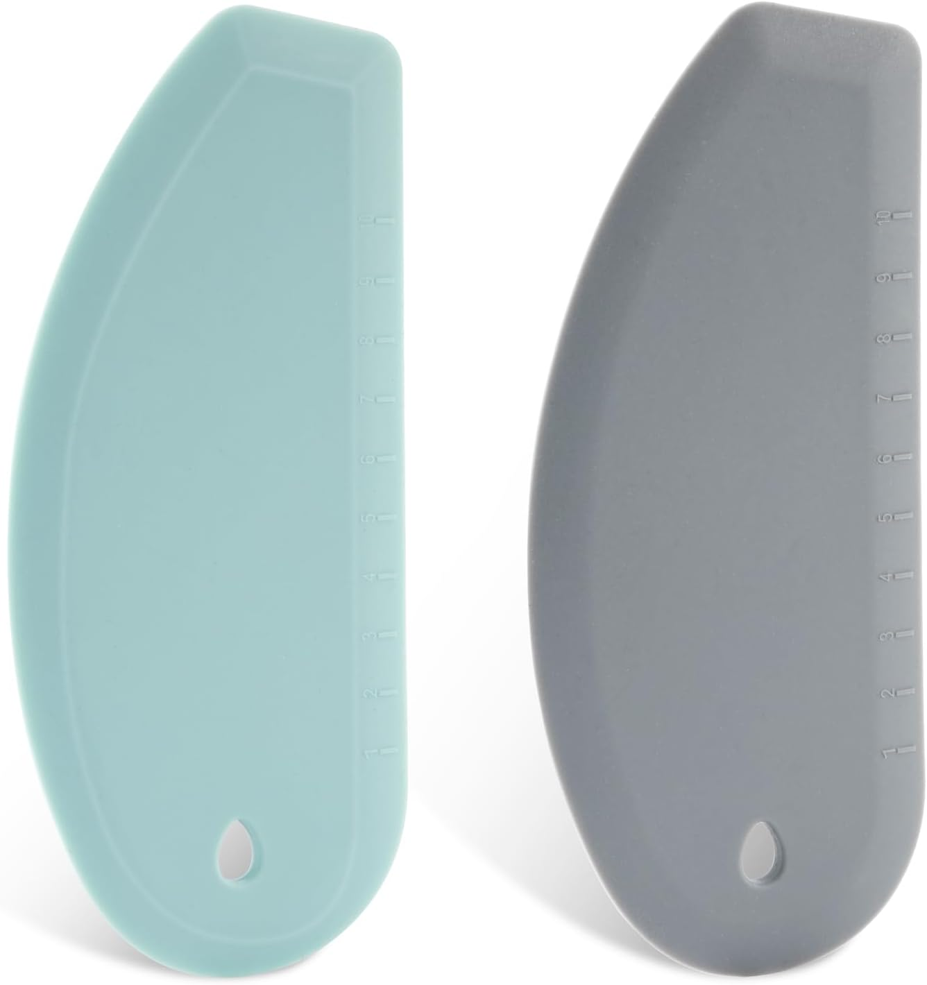 2Pcs Silicone Dough Scrapers, 6.77X3.03" Dough Bowl Scrapers Multifunctional Silicone Pastry Scraper Kitchen Bowl Scraper Gadget for Baking Cake Bread Pizza (Gray + Green) image number 6