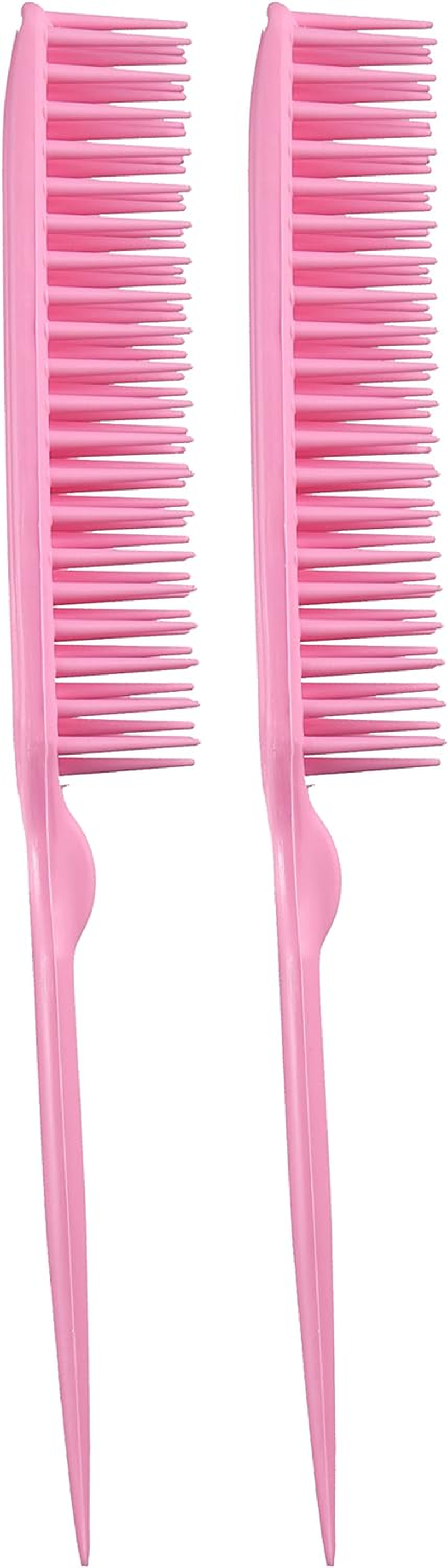 Allegro Combs 60 Parting Three Row Combs Salon Hairstylist Hairdresser Detangle Combs for Natural Hair and Wigs for Curly Hair Made in the Usa 2 Pcs. (Light Pink) image number 1