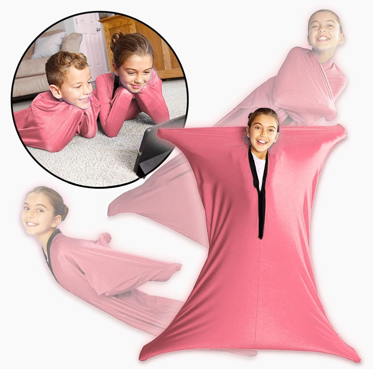 Sensory Body Sock for Adult, Dynamic Movement Sensory Sock Pink Improved Self Calming Movement Sensory Body Sock Full-Body Wrap Stretchy Body Sox to Relieve Stress (S) image number 3