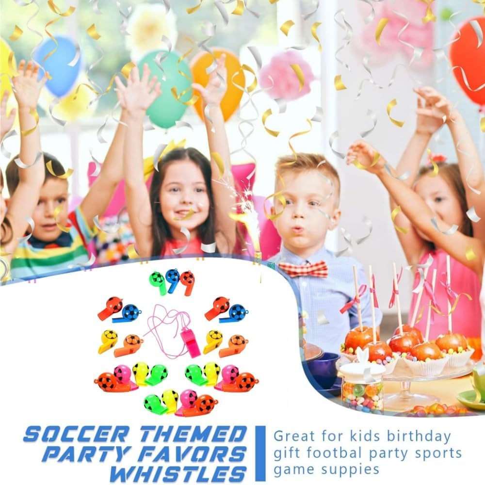30 Pcs Children'S Whistle with Lanyards, Coaches Referee Whistles, Soccer Pattern Training Sports Whistle, Emergency Safety Whistle, Whistles for Coache, Referee, Teacher image number 2