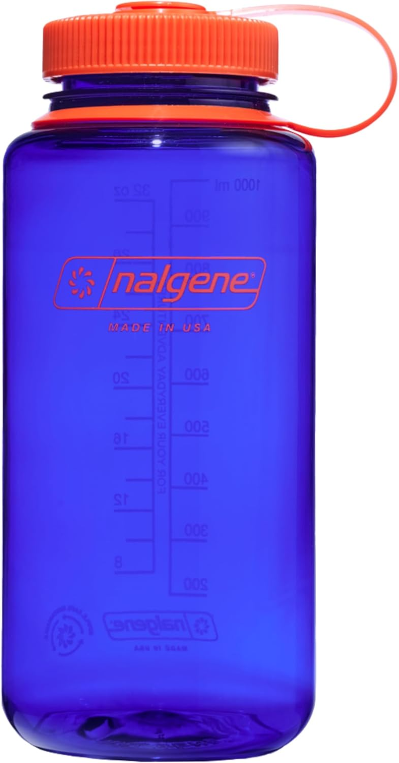Nalgene Water Bottle - Lightweight Sustain Tritan Bpa-Free Shatterproof Bottle for Backpacking, Hiking, Gym, 32 OZ, Wide Mouth, Marmalade Orange