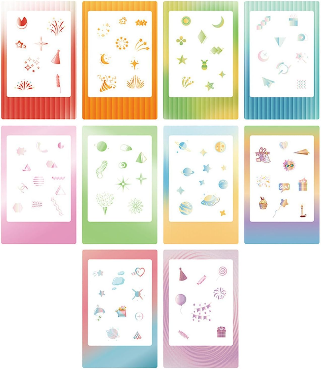 10PCS Colorful Instant Film Border Stickers for Instax Mini - Decorative Photo Frame Stickers for Mini 8/9/11/12/26/70/90, DIY Scrapbook, Diary & Photo Album (Style 1) image number 2