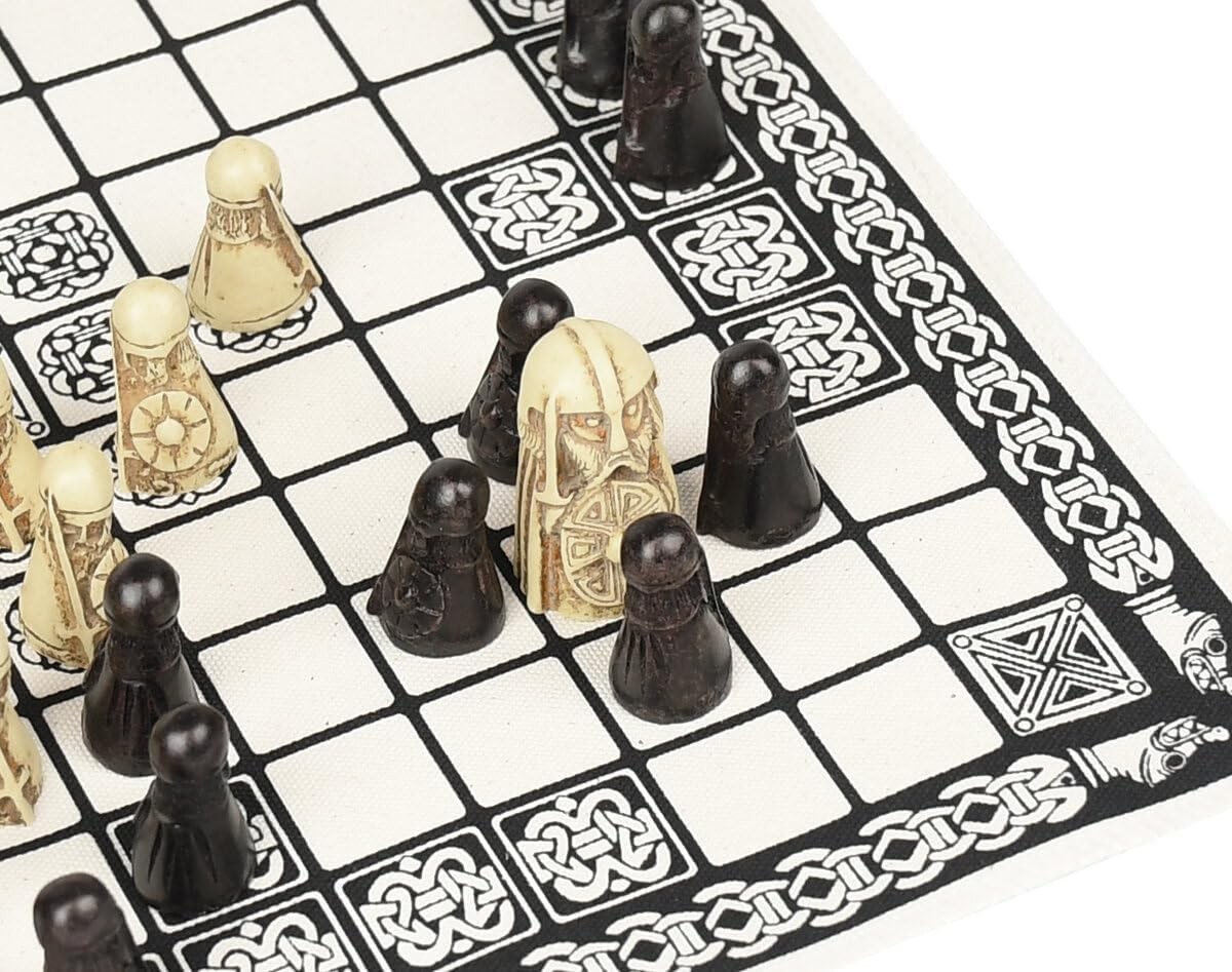 Hnefatafl Board Game - Viking Chess Set - the Masters Edition with Cloth Board and Detailed Resin Pieces - Two Player Strategy Board Game image number 1