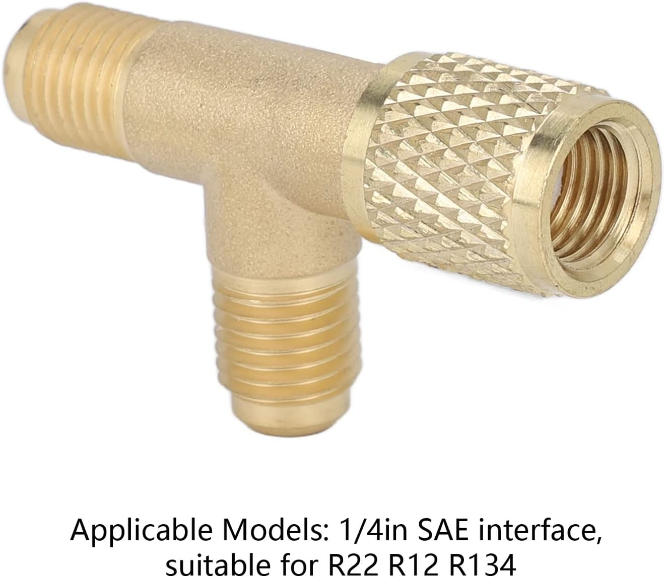 Quick Coupler Tee Adapter with Valve Brass /4In SAE Sturdy Structure for R22 R12 R134 - High Compatibility for HVAC Applications image number 6