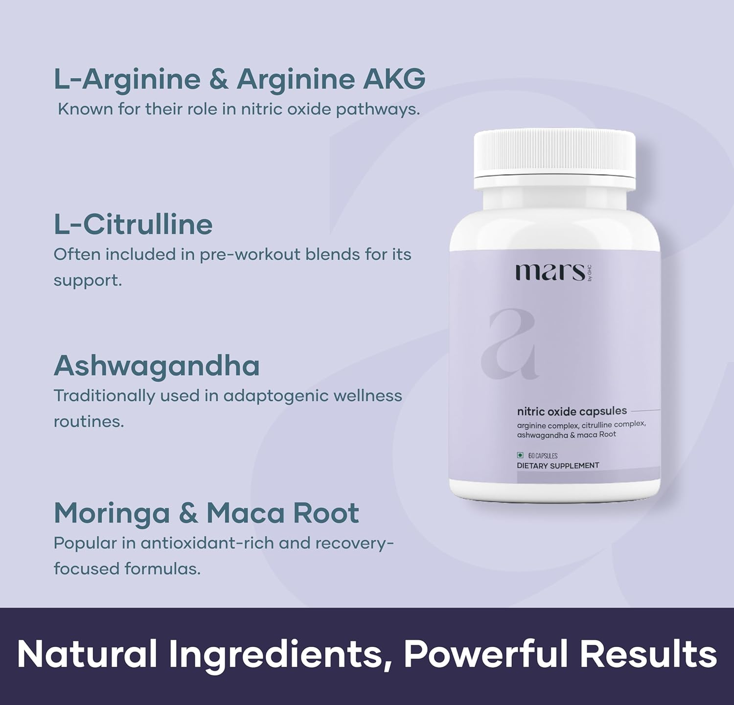 Mars by GHC Nitric Oxide Capsules | L-Arginine, L-Citrulline & Adaptogens | Circulation, Endurance & Recovery Support | 60 Capsules | Pack of 2 image number 1