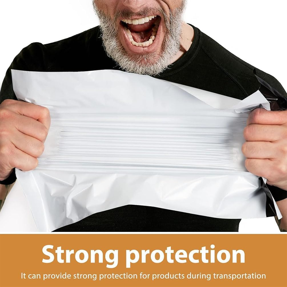 Idopick 100 Pack Poly Mailers Packing Bags, Self-Sealing Shipping Bags Strong Adhesive Shipping Bags for Clothing, Durable Thick Mailing Envelopes in Withe(15X20Cm) image number 2