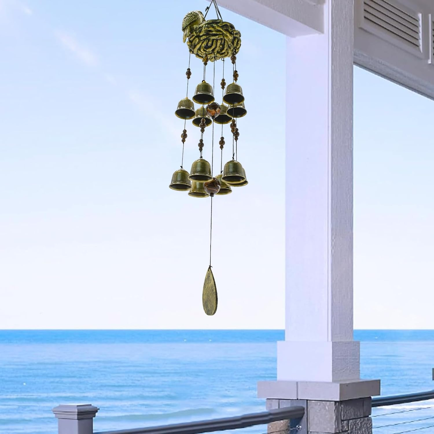 Mrmrkura Bird Nest Wind Chime, Bird Windchimes with 12 Bells for Glory Mothers Love Gift Decorative Hanging Bells for Outdoor Garden Backyard Home Decor image number 5