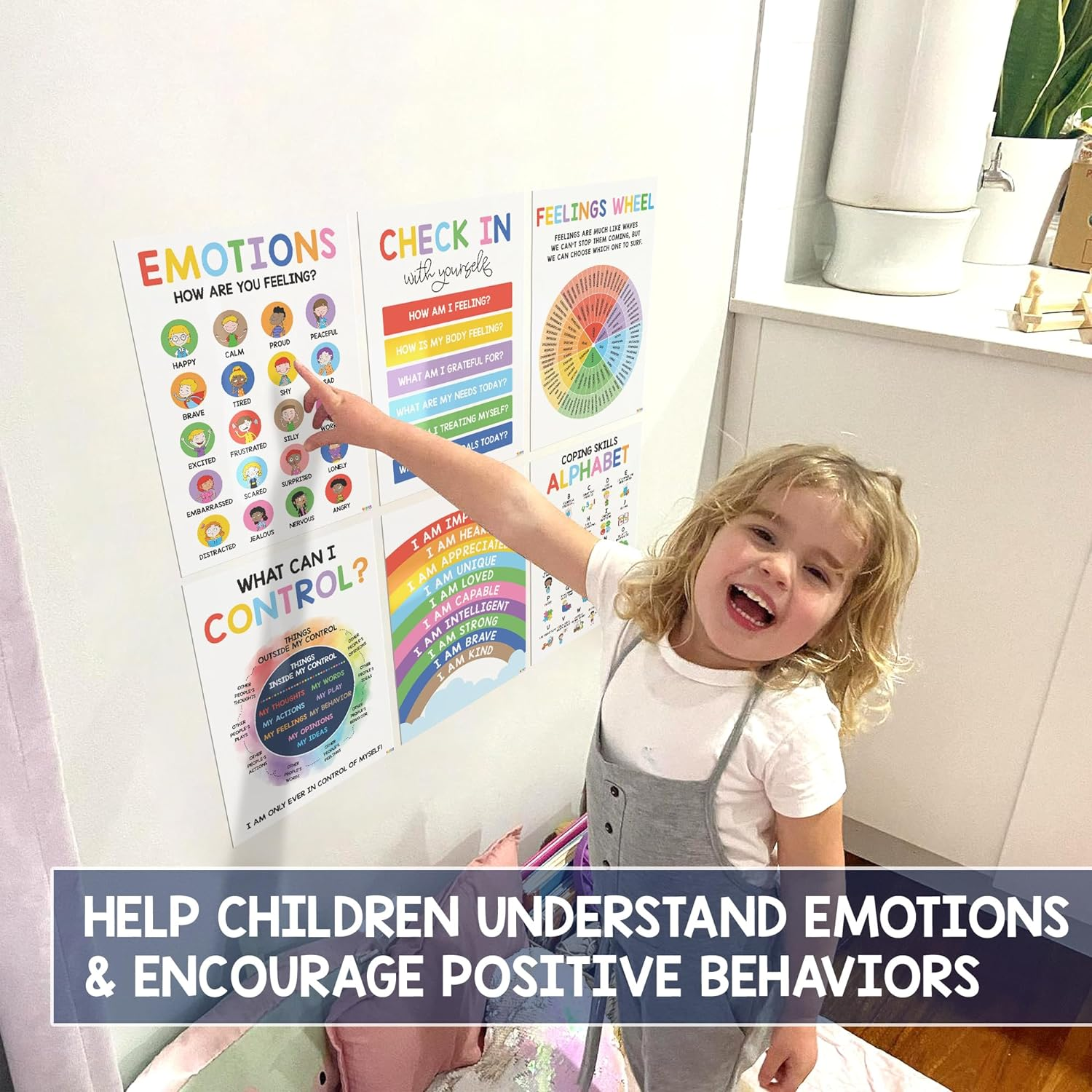 BEAWART 12 Calming Corner Classroom Posters (10X14) - Feelings Wheel Chart & Emotions Poster for Kids, Calm down Corner Supplies for Therapy Office Decor, Mental Health Wall Decorations for Preschool image number 5