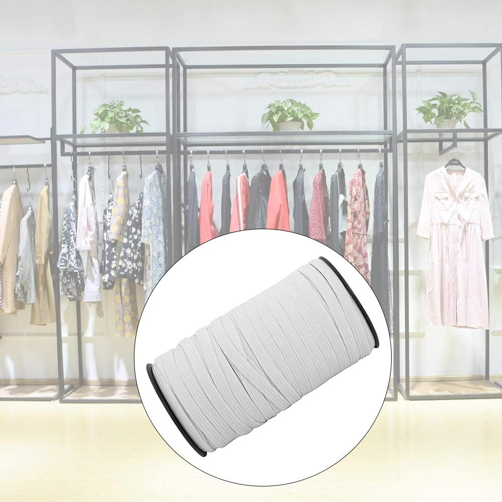 Elastic Band Accessory 100Yard Clothing Accessories Rubber for Band Knitted High Elastic 8Mm Decoration Decorative Attire Accessories Elastic Bands (White) - Black image number 5