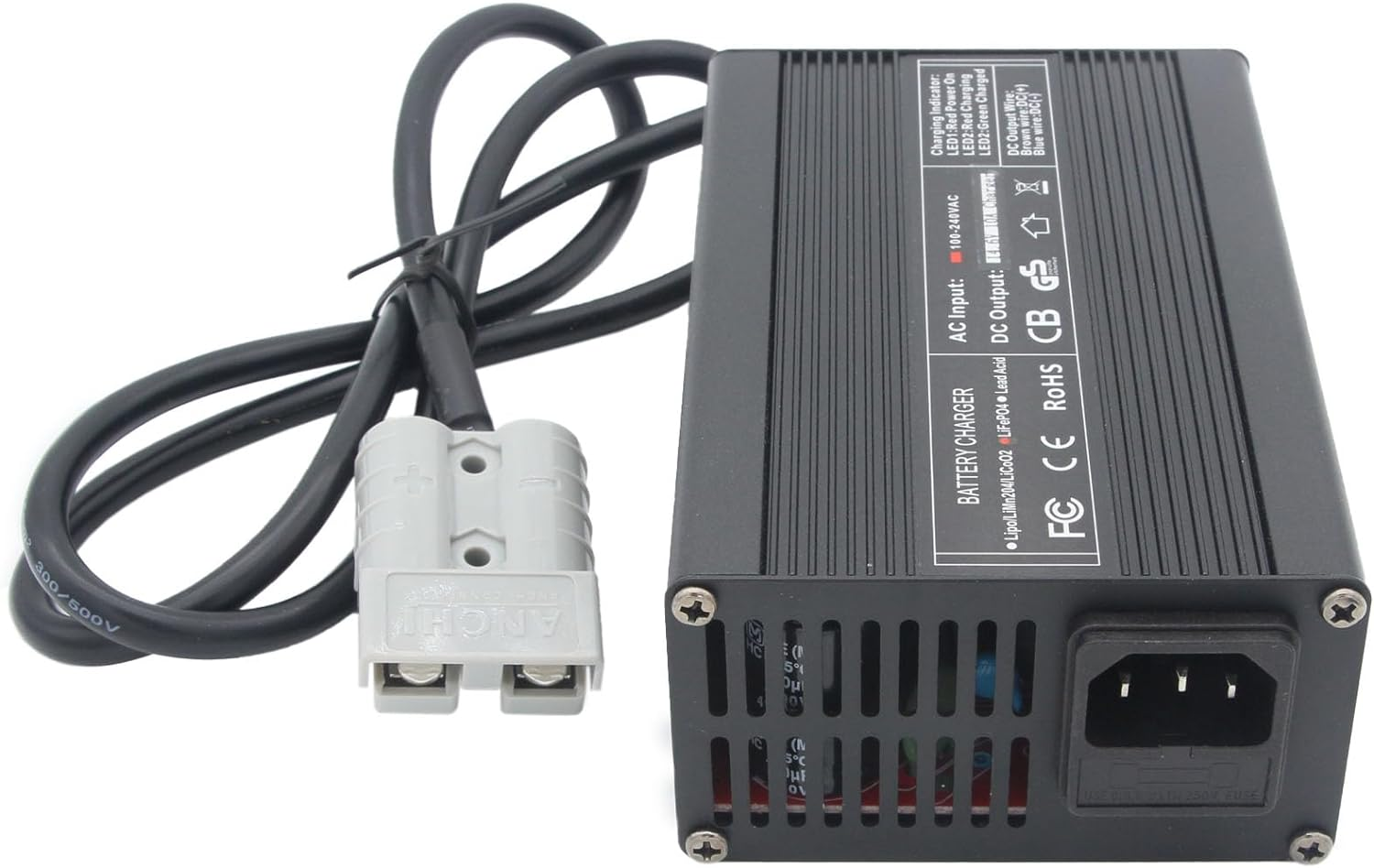 DIGISHUO 14.6V 10A Lifepo4 Battery Charger with Anders Plug, 14.6V Lifepo4 Charger Multi-Stage Intelligent Maintainer for 12V Lithium Iron Phosphate Batteries image number 1