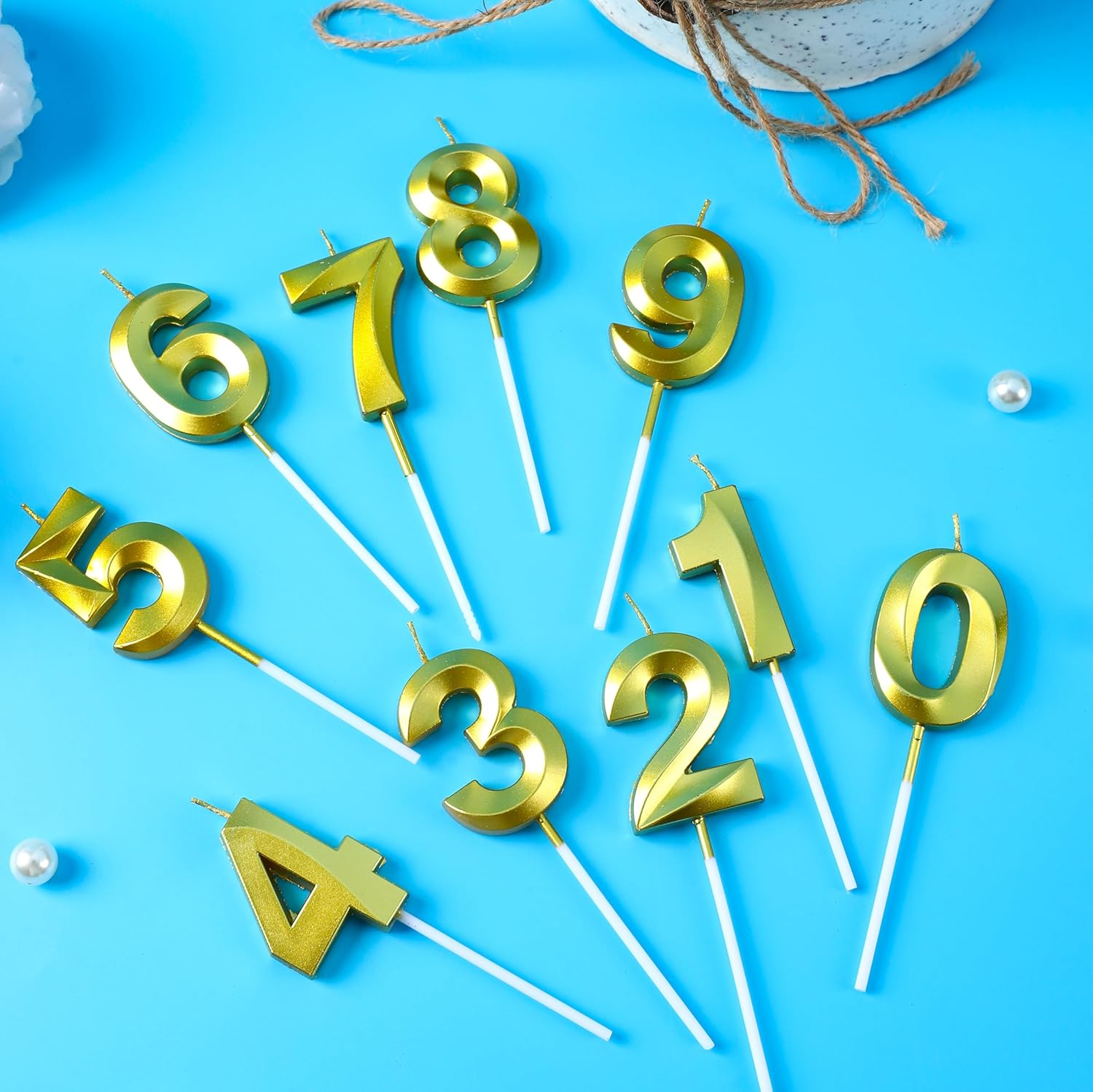 Gold Diamond Number Birthday Candles (20) image number 6