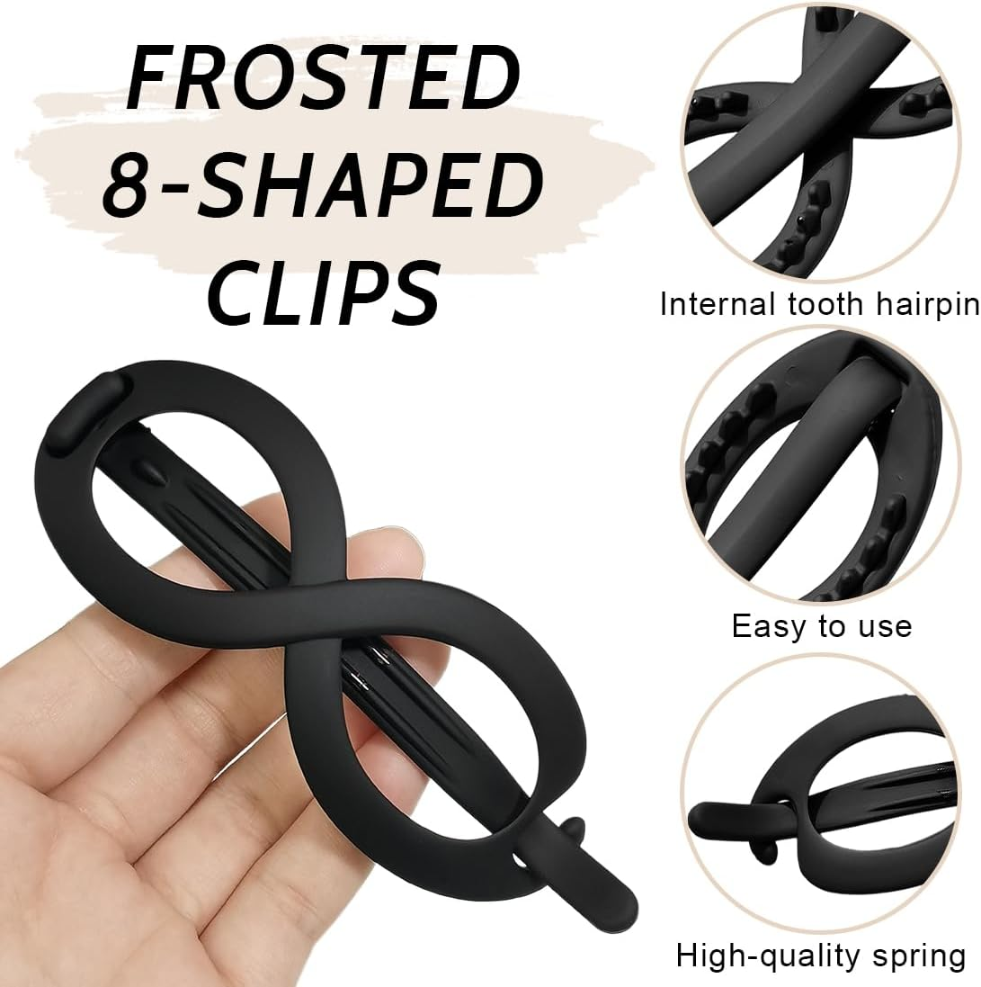Pack of 6 Hair Clips for Women French Hair Clip Set Banana Clip Ellipse Hair Clips Non-Slip Hair Clips for Thin or Thick Hair Large Classic Vintage Matte Hair Clip for Women Girls