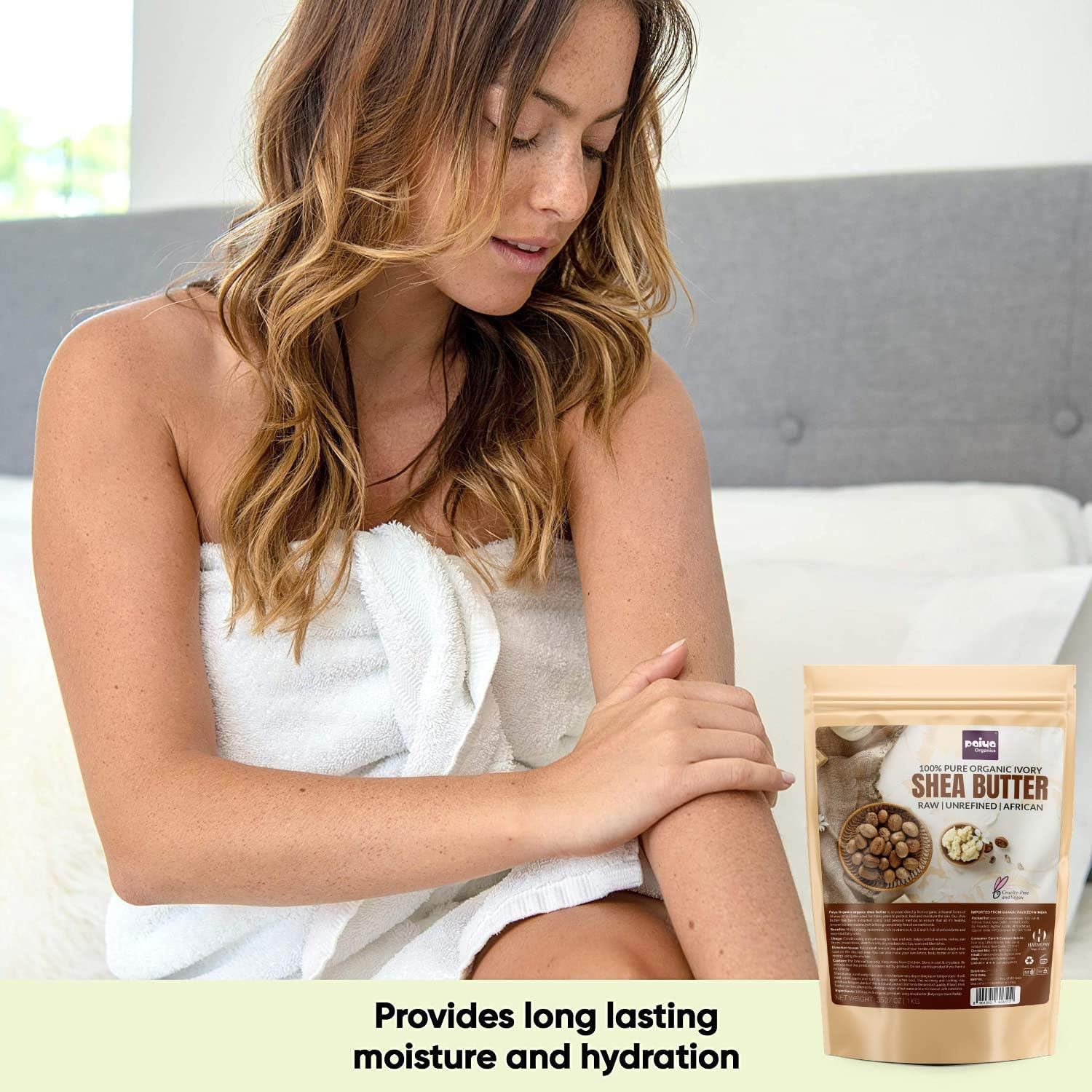 Paiya Organics&reg; 1 Kg Raw Unrefined Organic Shea Butter for Skin Face Hair, PETA Cruelty Free & Vegan, Super Saver Pack image number 3