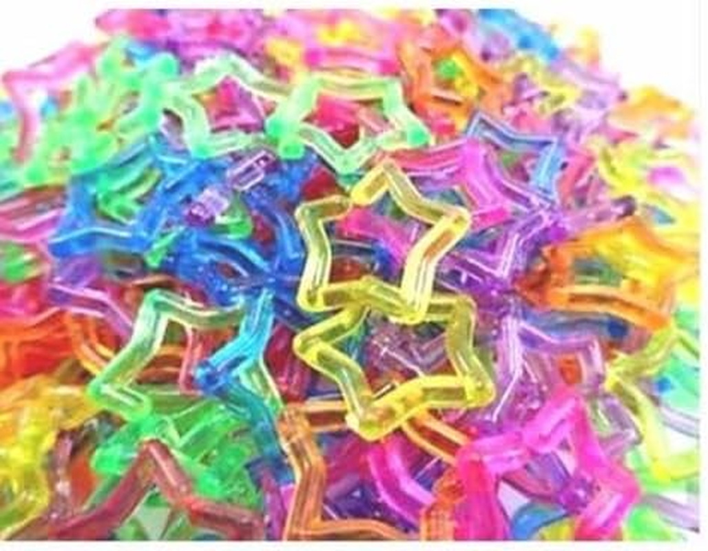 Star Shape Clear Color Chain Links Plastic Neon Toy Parrot Bird Foot Parts Kid DIY 100Pcs image number 5