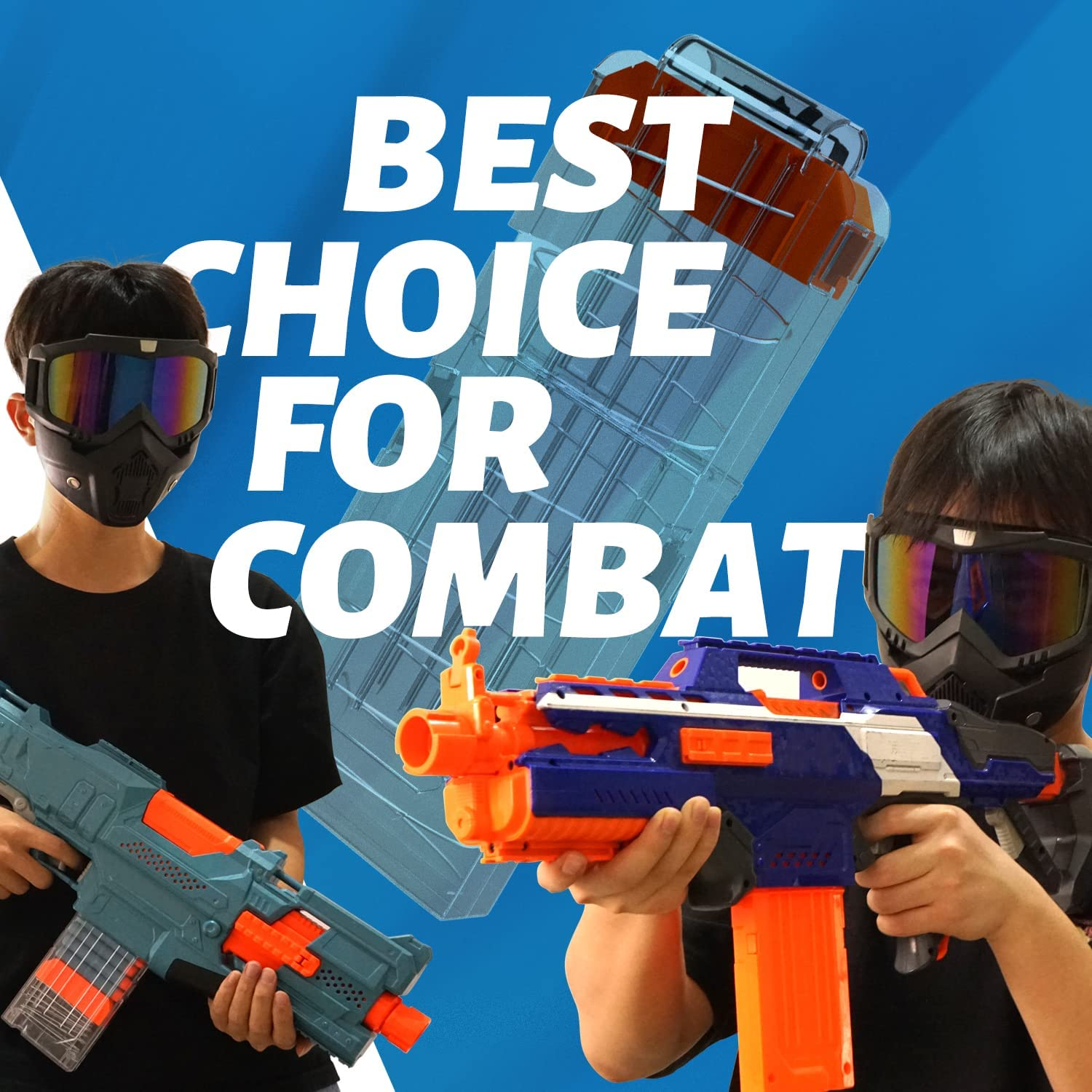 EKIND 18-Dart Clips Compatible with Nerf Elite Magazines - Quick Reload Soft Dart Ammo Clip for Nerf Toy Guns (2-Pack, Transparent) image number 4