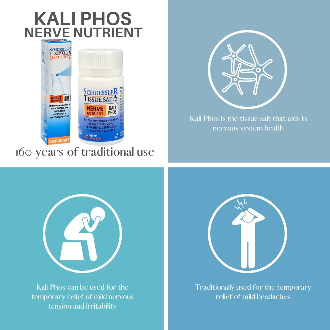 Schuessler Tissue Salts 125 Tablets - Kali Phos - No 6 - Nerve Nutrient image number 4