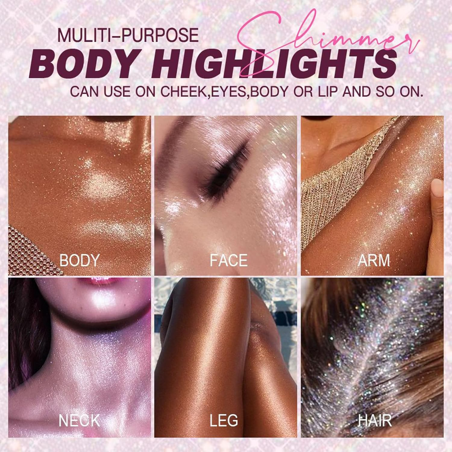 Gupcaqosjw Body Glitter Spray,7G Body Shimmer Powder - Highlighters Shimmering Cosmetic for Women, Disco Concert Festival Halloween Party Outfit Painting image number 1