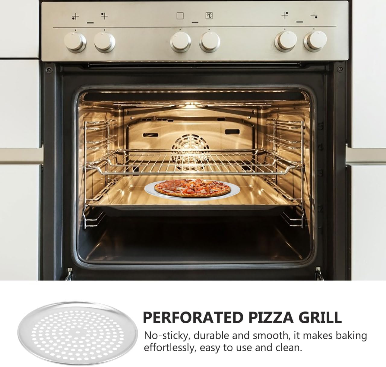 Tofficu 9 Inch Pizza Baking Pan with Holes Stainless Steel Perforated Pizza Tray for Oven Even Heat Distribution Crispy Crust Home Kitchen Bakeware image number 4