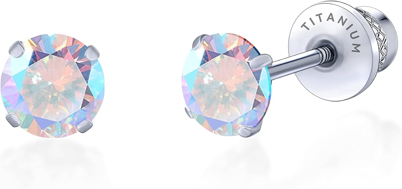 Limerencia Hypoallergenic G23 Implant Grade Titanium Screw Back Earrings Tragus 20G Helix F136 Piercing Post for Sensitive Ears Simulated Diamond Cartilage