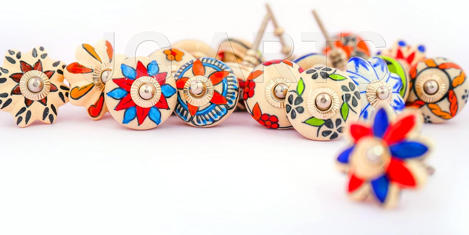 JGARTS 30 Knobs Assorted Rare Hand Painted Ceramic Knobs Cabinet Drawer Pull Pulls Drawer Puller Chrome Hardware image number 5