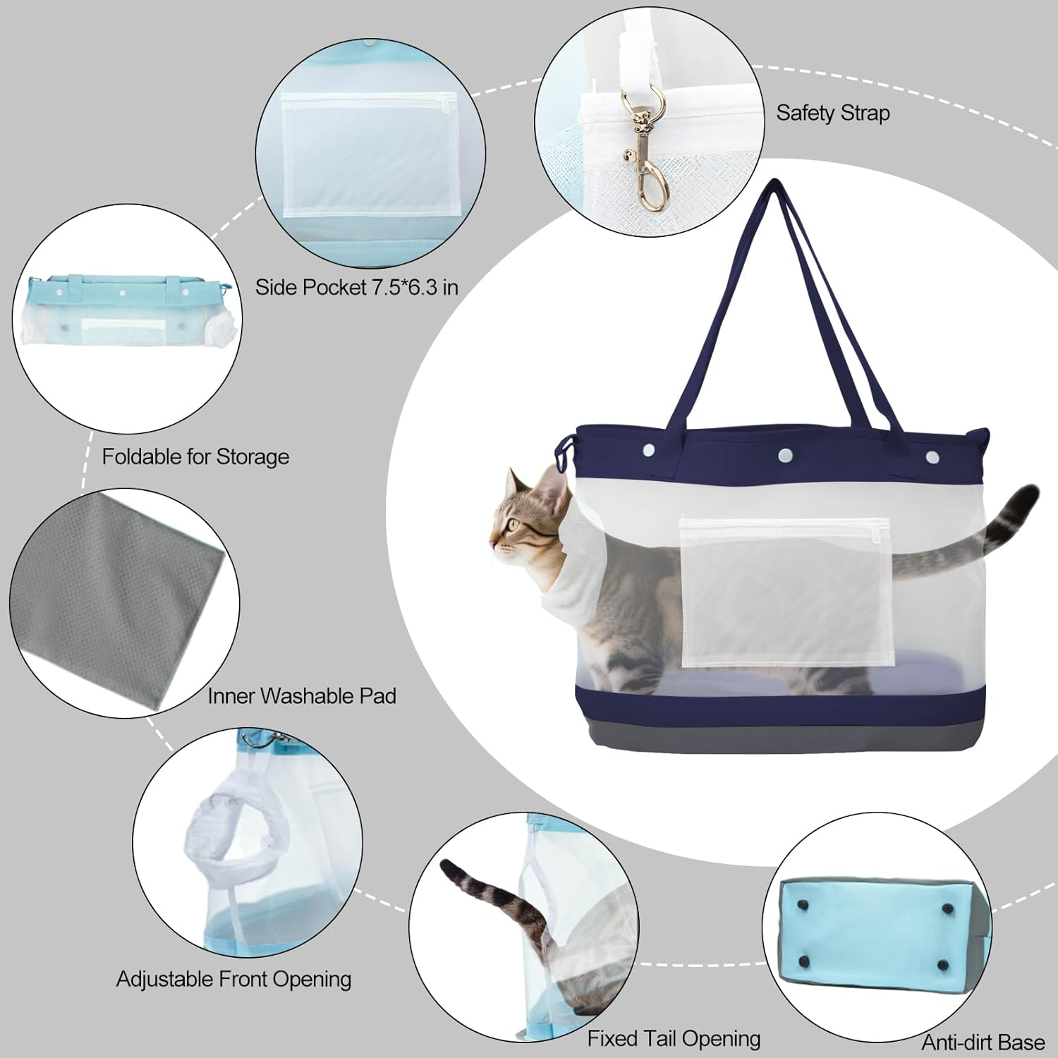 Dog Purse Carrier for Small Dogs, Cats - Dog Carrier Purse for Small Animals up to 22Lbs, Collapsible Breathable Pet Carrier Sling for Outing Travel Vet-Dark Blue