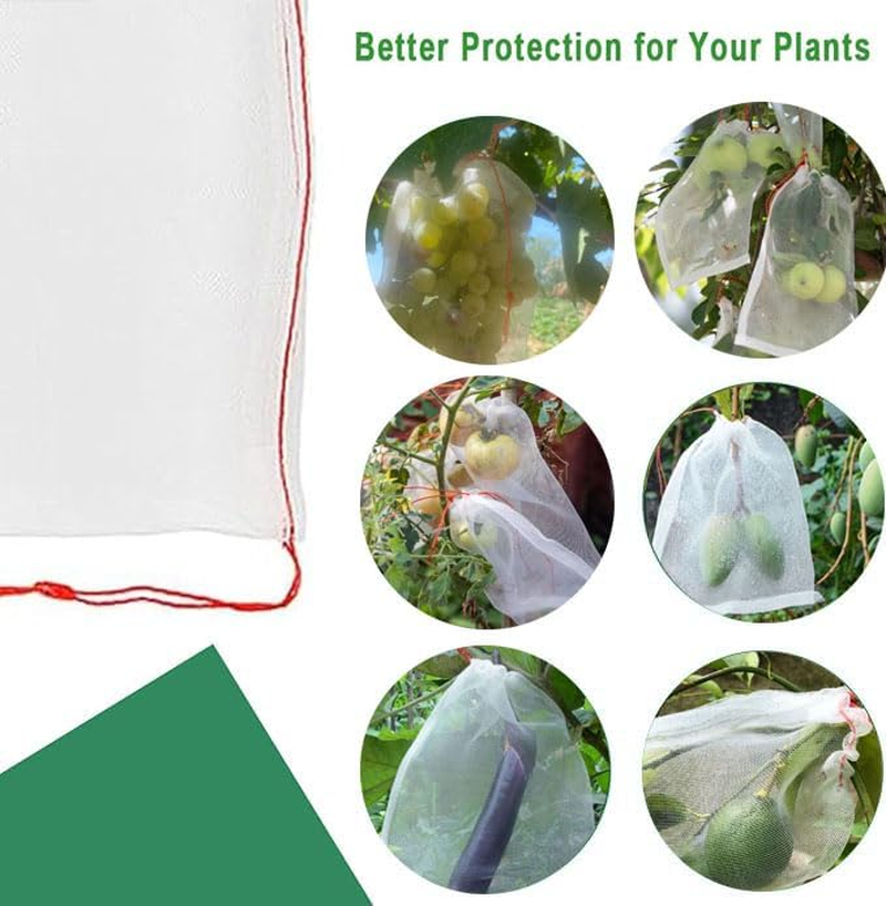 100 Pcs Fruit Protection Bags- Birds Insects Mosquito Bug Squirrels Insect Pest Net Bag for Garden Plant Flower Fruit (10 X 6 Inch) image number 4