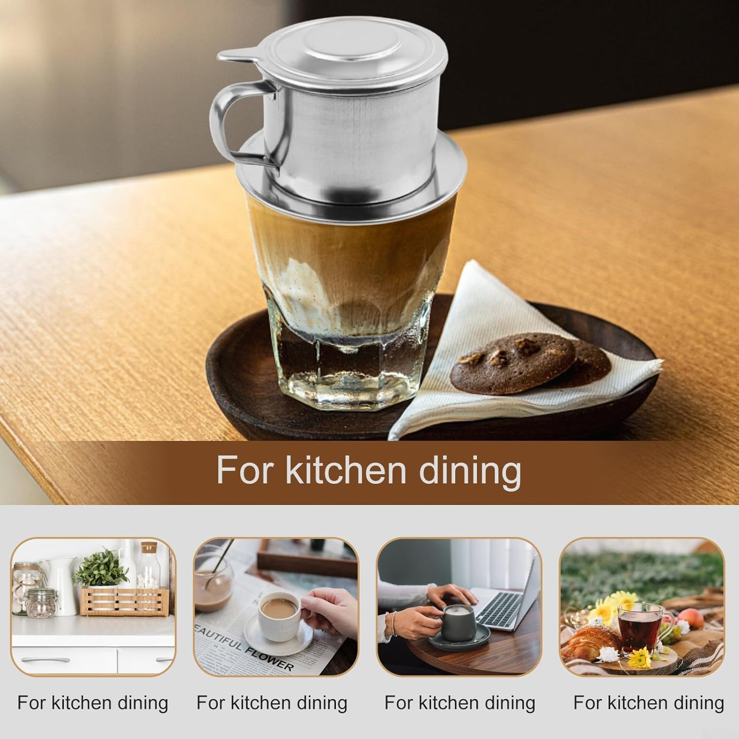 Vietnamese Stainless Steel Drip Filter Maker Perfect Addition to Your Kitchen Utensils (Max 50Ml) image number 5