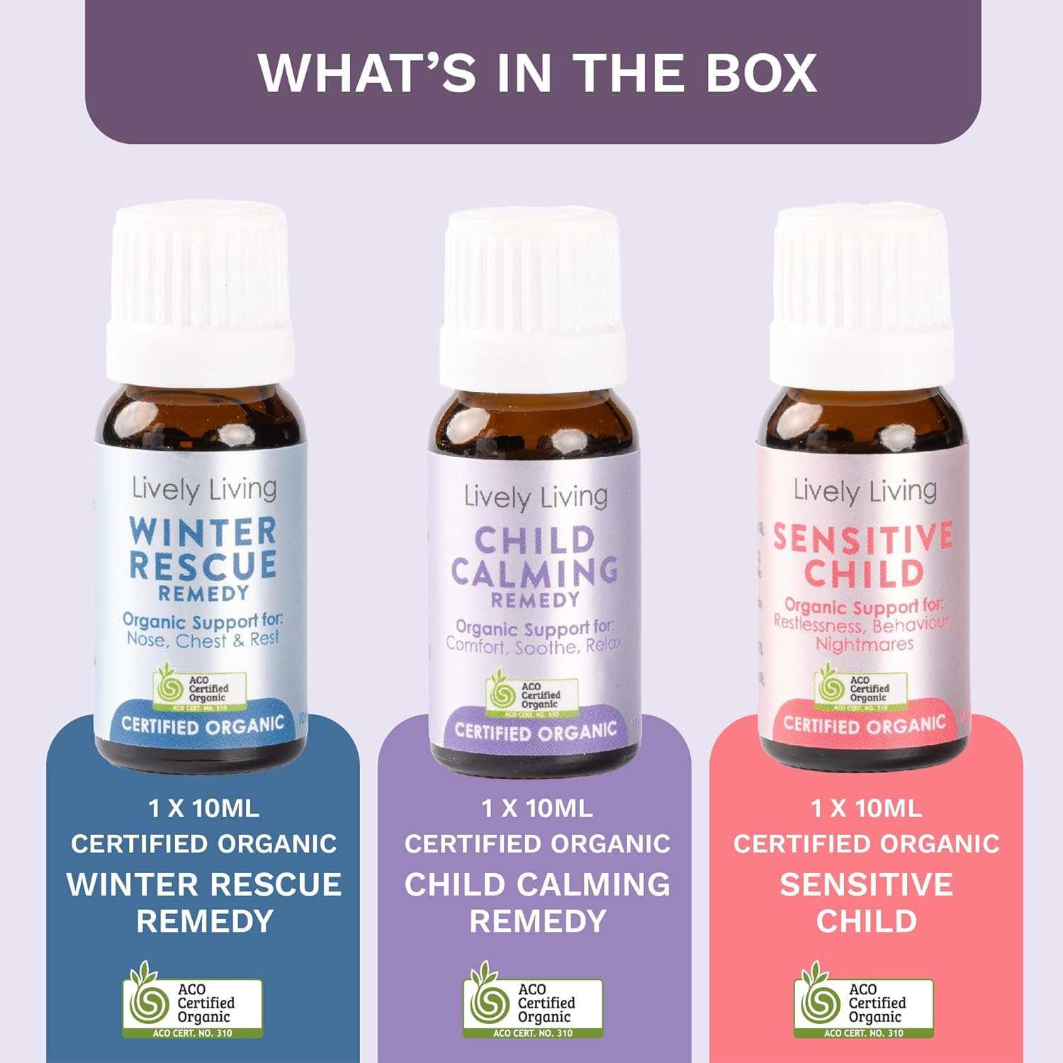 Lively Living Bambino Baby Organic Essential Oils Trio - Australian Certified Organic Oil Gift Set for Nursery Diffuser or Humidifier | Help Toddlers or Child Sleep, Calming, Relaxing 3 X 10Ml Bottles image number 6