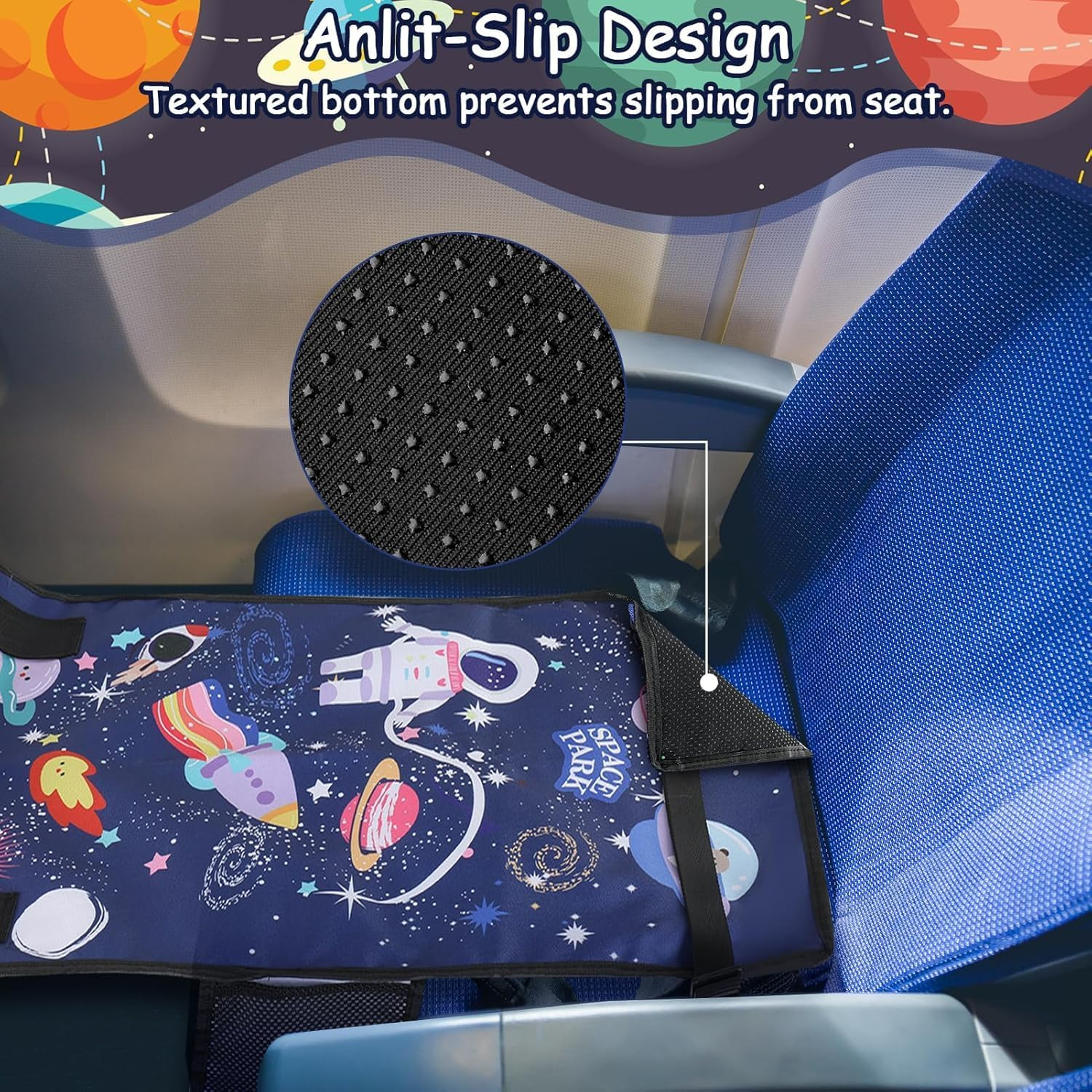 Toddler Airplane Bed, Kids Airplane Seat Extender Travel Bed, Kids Airplane Travel Essentials, Airplane Must Have for Toddlers, Portable Plane Bed Foot Rest for Flights (Starry Sky Blue) image number 1