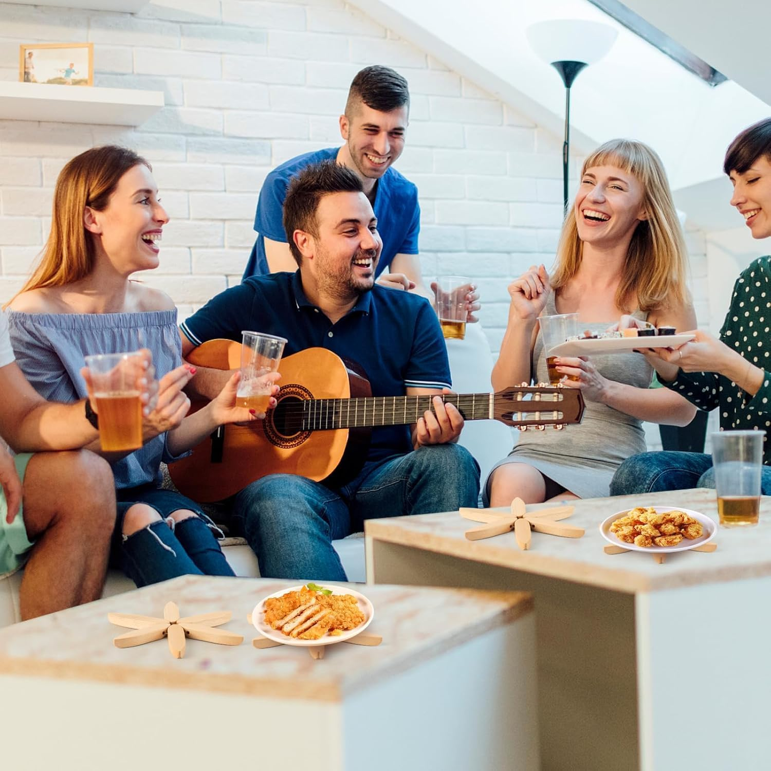 Wooden Trivets for Hot Dishes,Tree Shape Trivet Set,Natural Foldable Kitchen Wooden Trivet,For Hot Dishes、Pot、Bowl、Teapot、Hot Pot Holders (Beech) image number 3