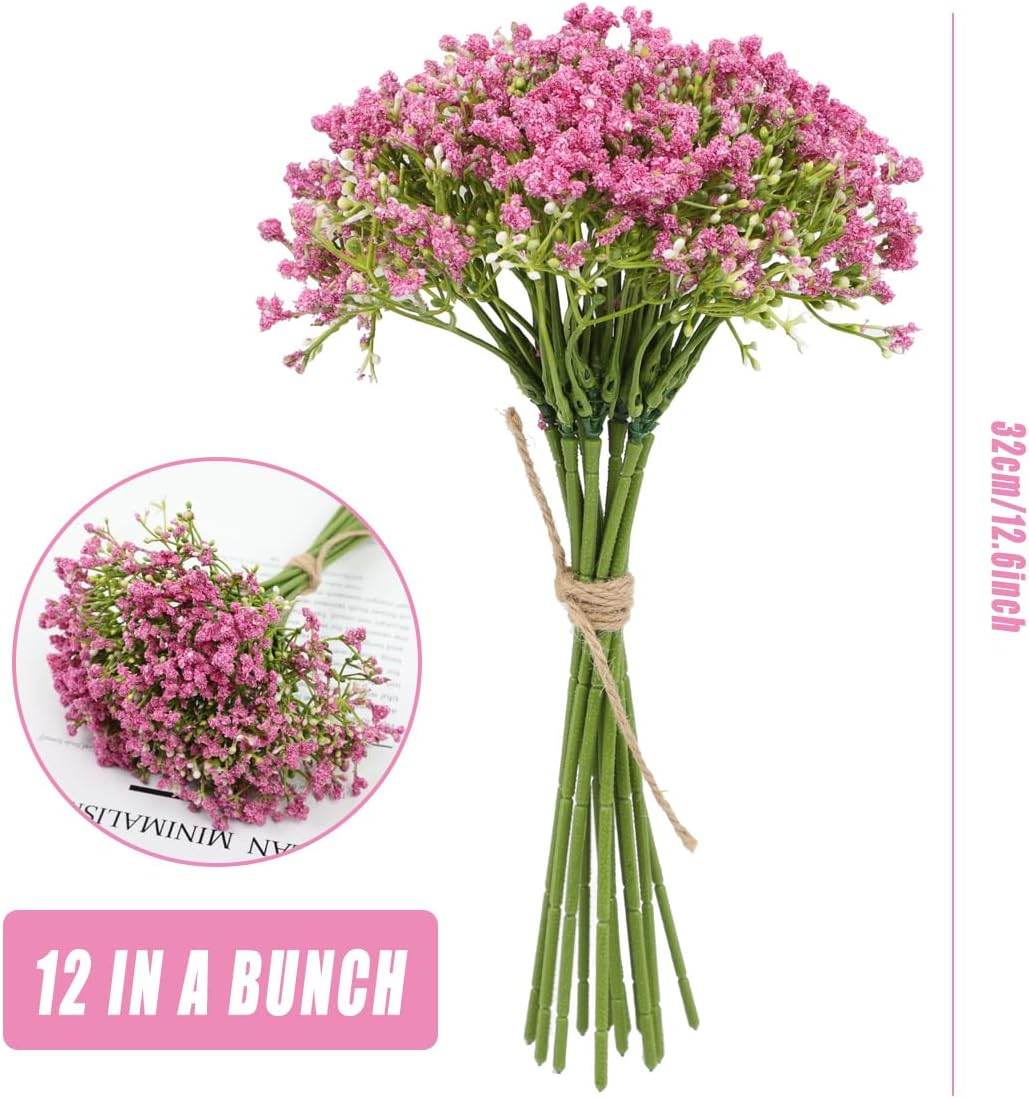 AIMALL 16 Pcs Artificial Gypsophila Bouquets, Silk Baby'S Breath Flowers for Wedding Decor in (12.6 Inches) - Blue image number 5