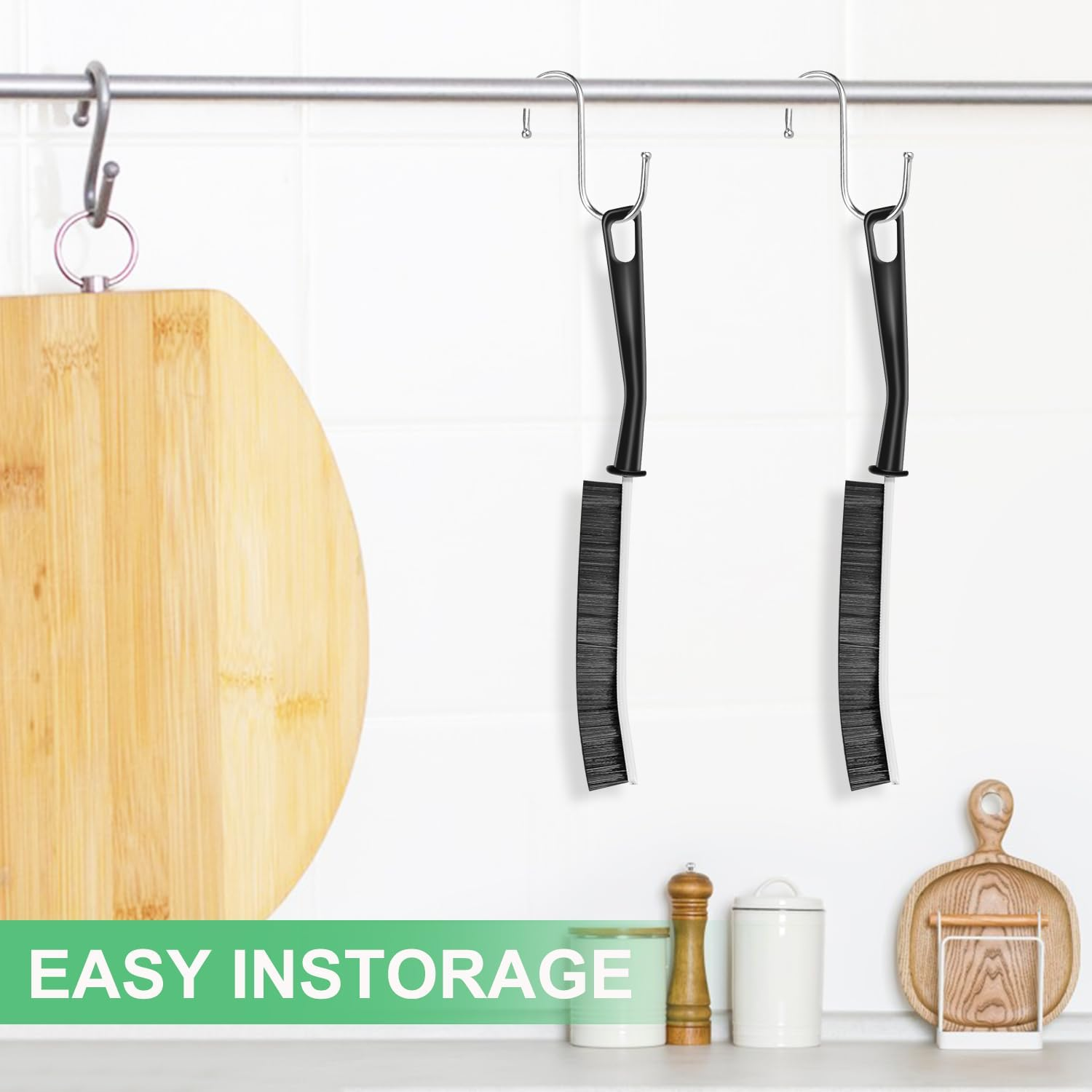 Crevice Cleaning Brush, Hard Bristle Cleaning Supplies, Grout Brush, Crevice Cleaning Tool, Household Cleaning Brushes, Gap Cleaning Brushes for Toilet, Bathroom, Bathtub, Sink, Window（6Pcs Black）