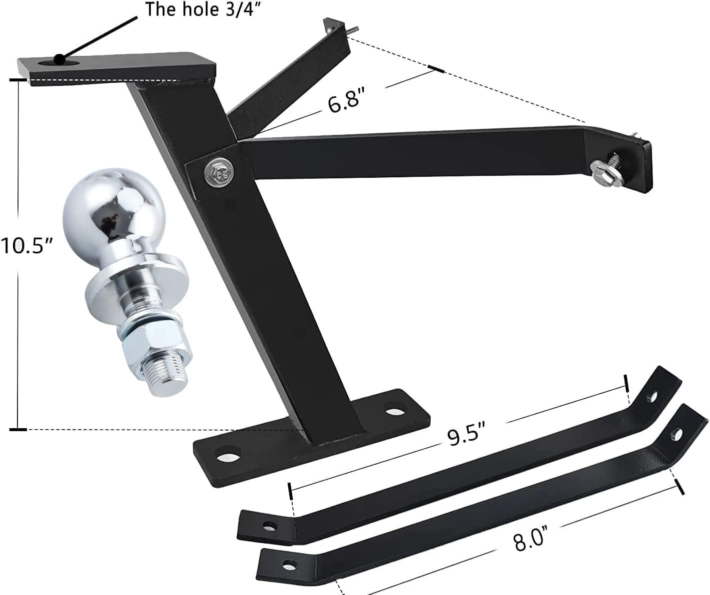 Pindex Trailer Hitch Kit with 2 Inch Chrome Ball,For Lawn Mower Garden Tractor Trailer Hitch,Compatible with John Deere Ariens Cub Cadet Poulan Pro Husky Husqvarna Craftsman Riding Mower image number 5