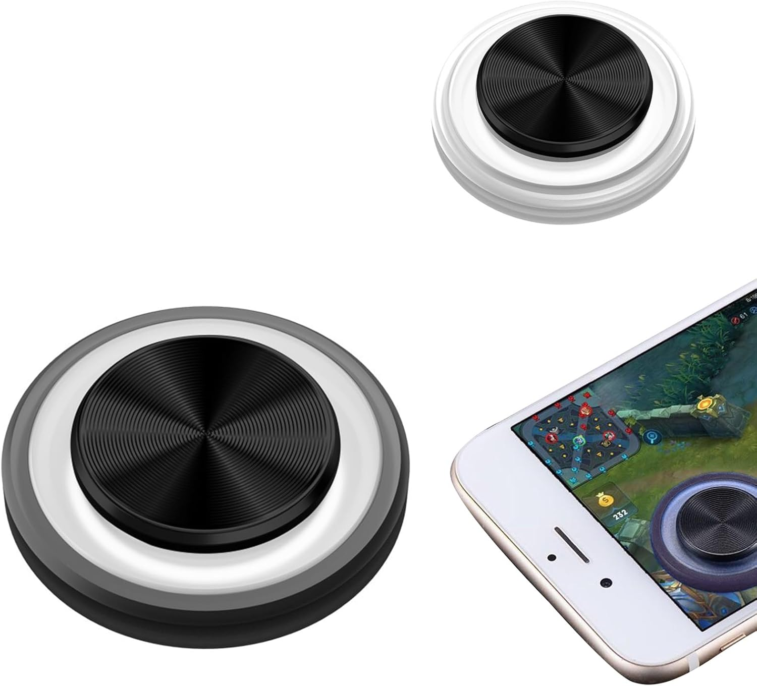 JANGJANG Mobile Joystick Game Controller, 2 Pack, Touchscreen Gaming Pad for Iphone, Ipad, Android Phones/Tablets, with Small Storage Case, Black & White image number 5