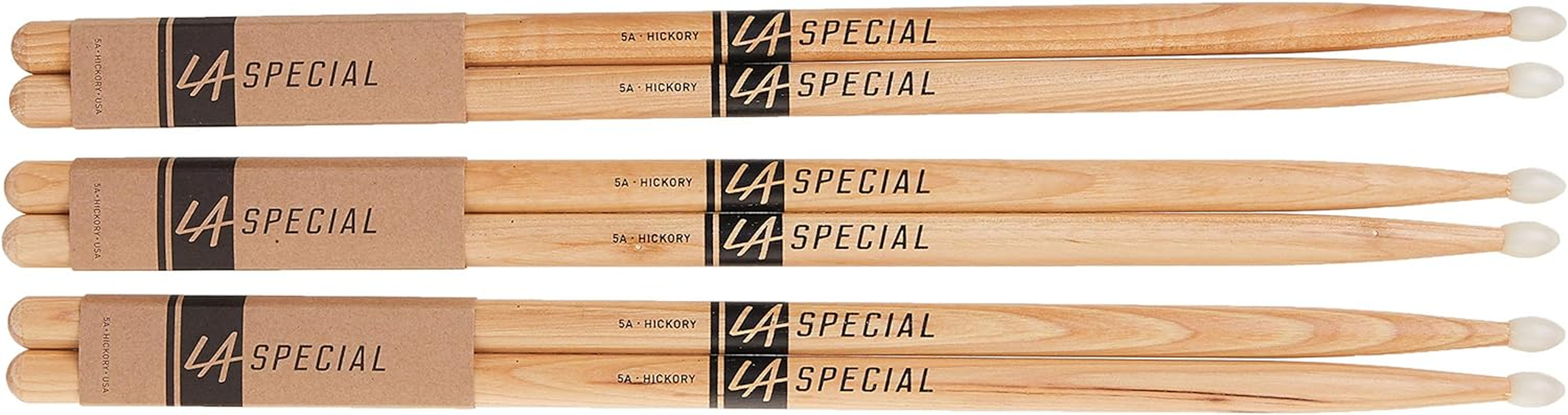 Promark LA Specials - 5A Drumsticks - Drum Sticks Set for Acoustic Drums or Electronic Drums - Oval Nylon Tip - Hickory Drum Sticks - Consistent Weight and Pitch - Made in the USA - 3 Pairs