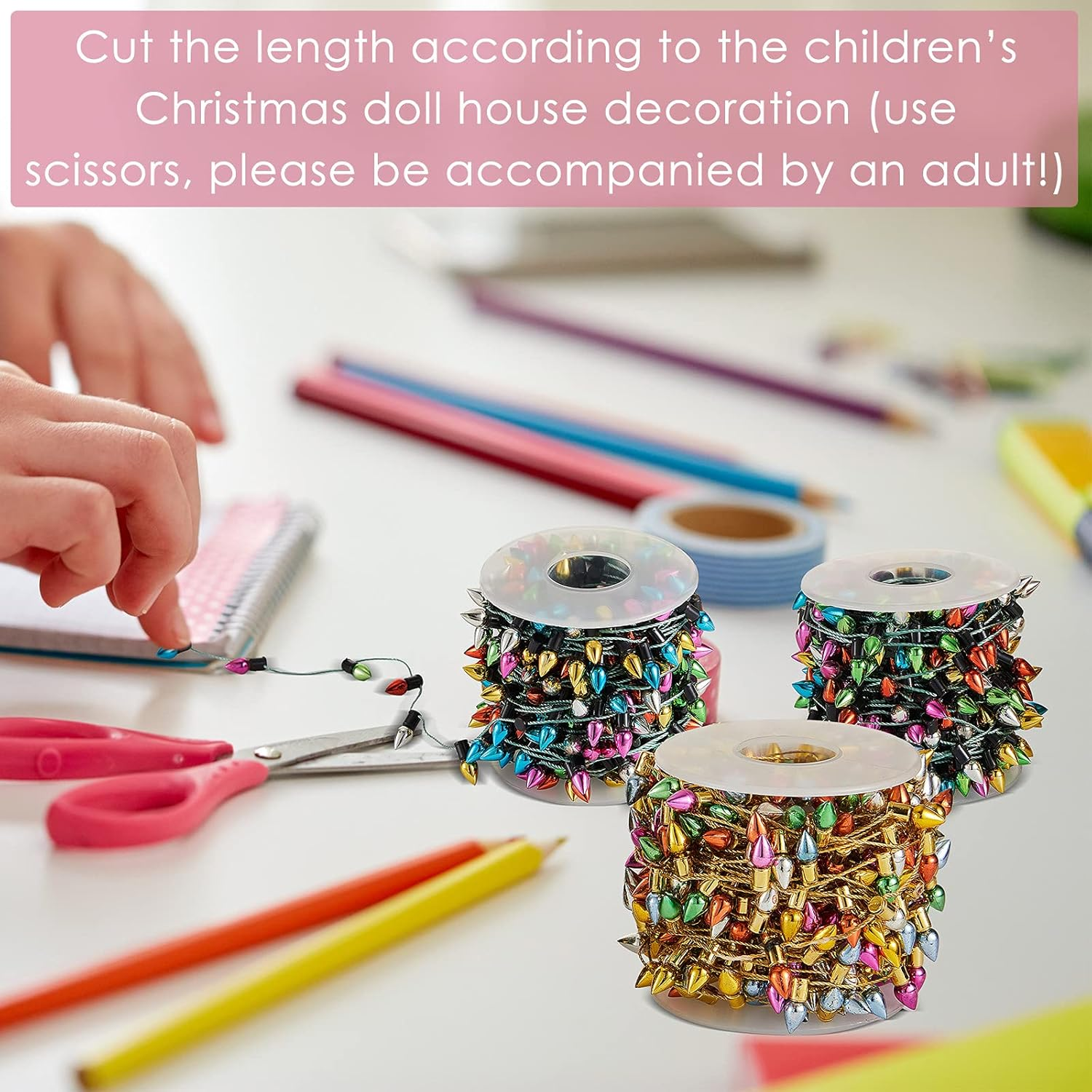 Dollhouse Christmas Decorations - Fake Light String for Crafts & Furniture Accessories - 32.8 Feet image number 3