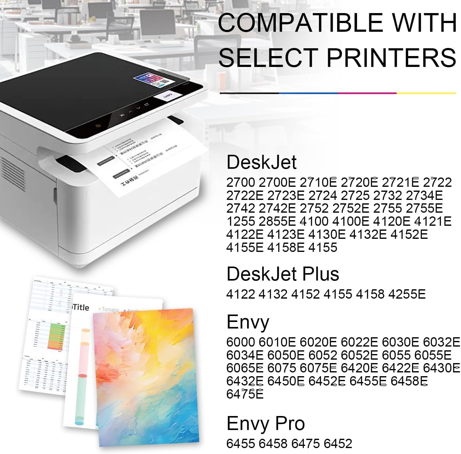 67XL Ink Cartridge Black and Color Combo Pack Replacement for HP Ink 67 67XL for 2700 2722E 2723E 2755E 2800E 2820E 4100E 4155E 6034E 6400 6055 6420E 6052 6455E 6458 6475 Printer(1 Black 1 Tri-Color) image number 5