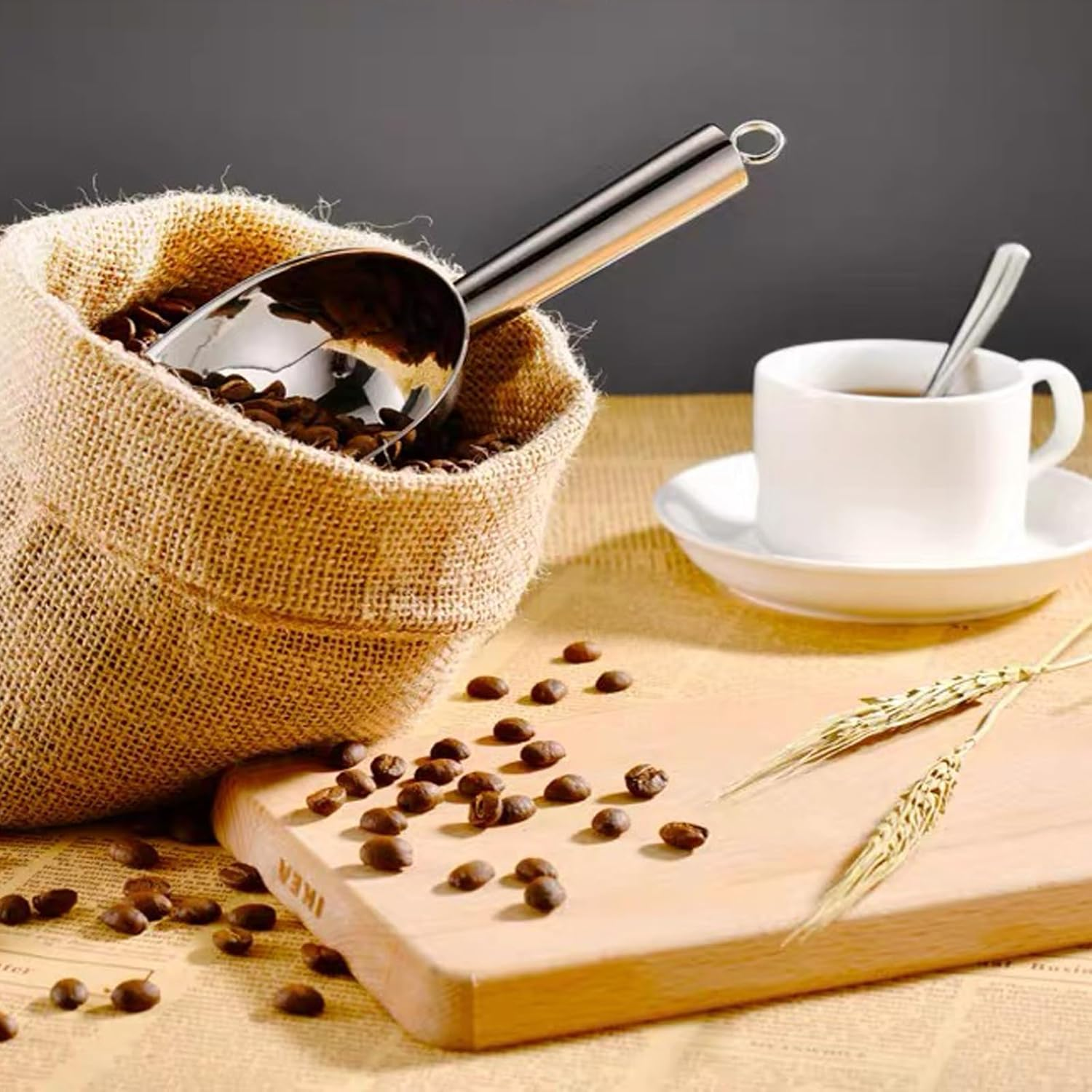 FX Stainless Steel Ice Scooper,Small Metal Scoops for Kitchen Bar Party Wedding,Thick,Dishwasher Safe,8 Oz,By