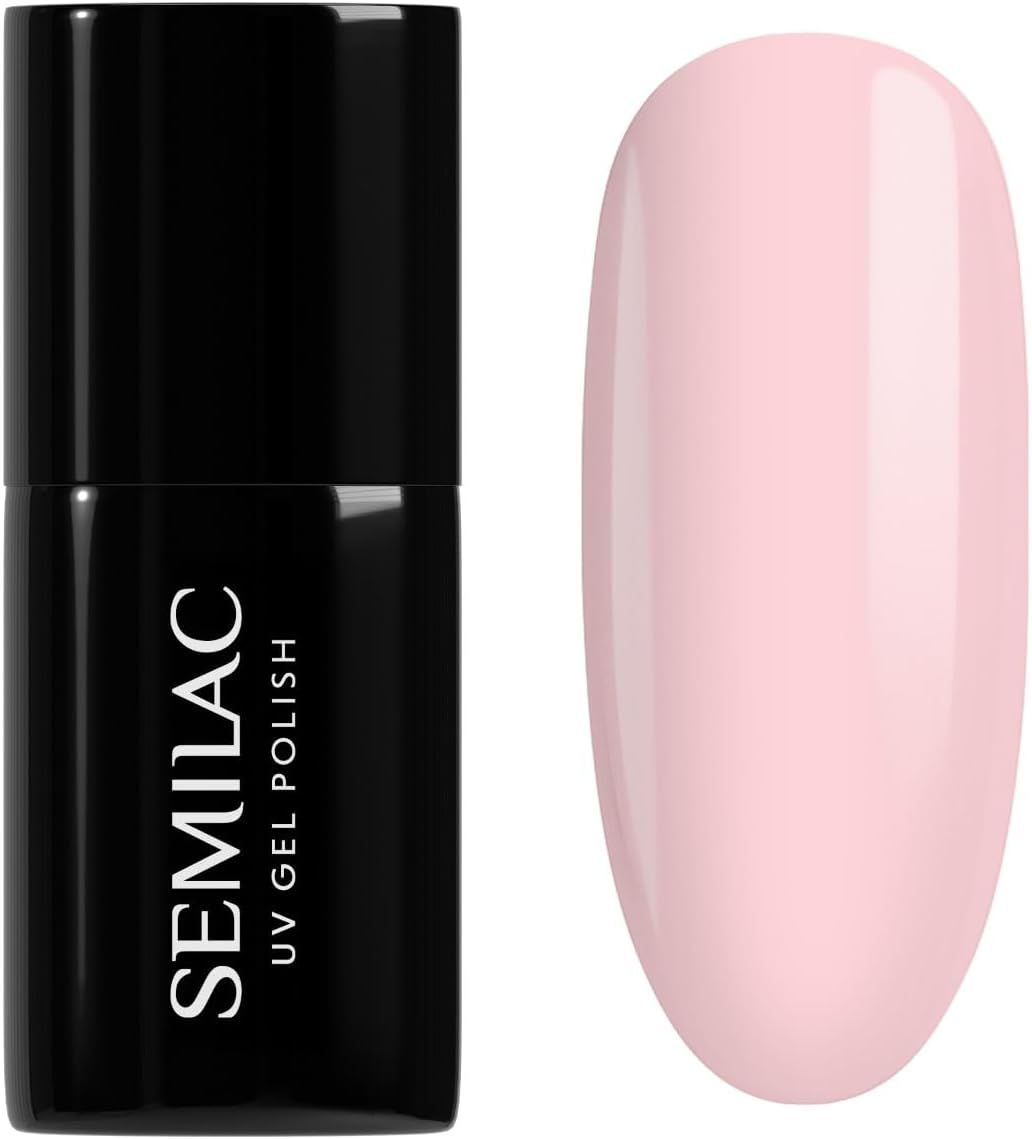 Semilac UV Nail Polish Pink 390 Spark of Bare Love 7 Ml Colour Varnish for Colour-Intensive Fingernails Economical and Durable Nail Polish