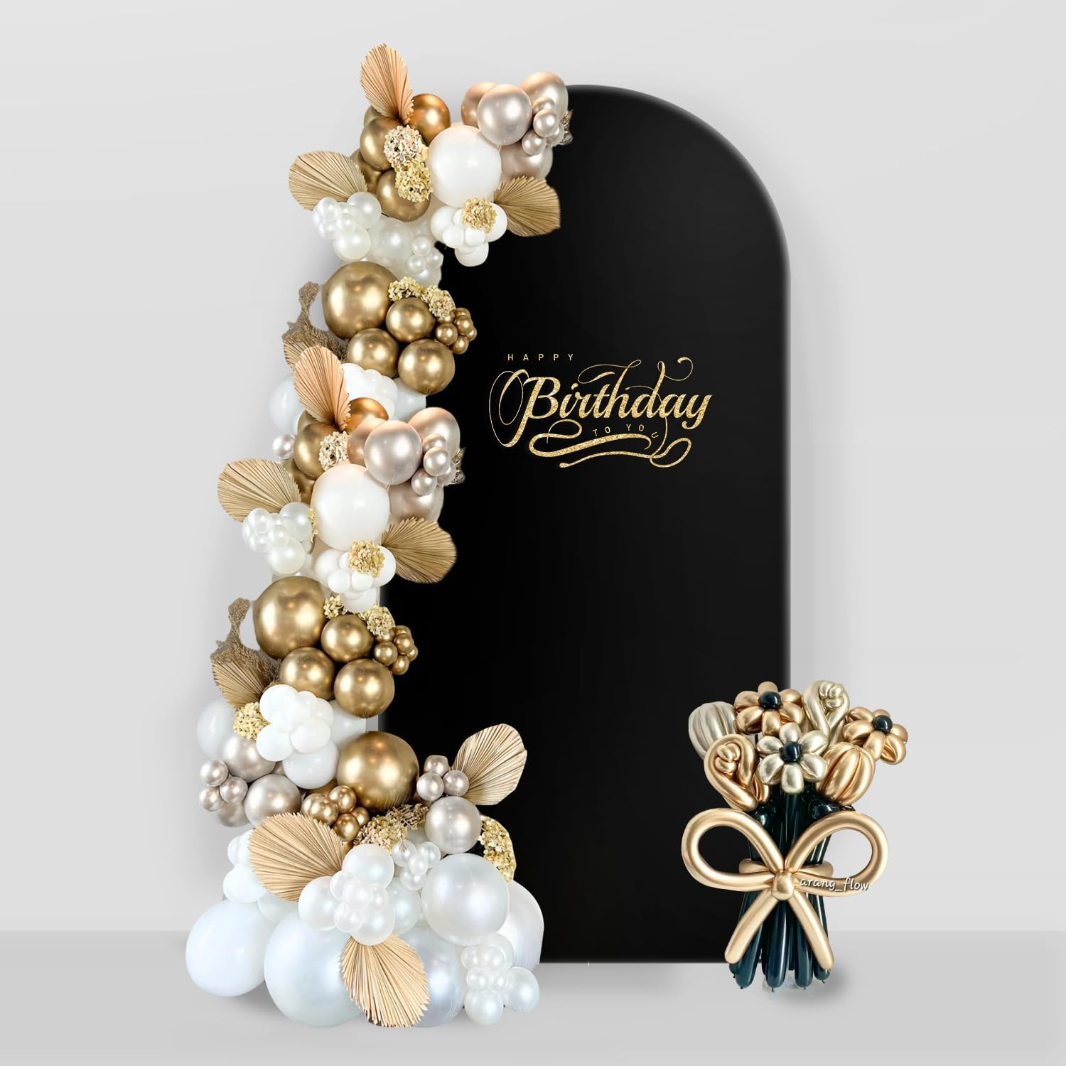 Hemmotop 6 Ft Black Arch Cover (No Arch Backdrop Stand), 2-Sided Spandex Arch Covers Stretchy Backdrop, for Wedding, Baby Shower, Birthday Party Decoration