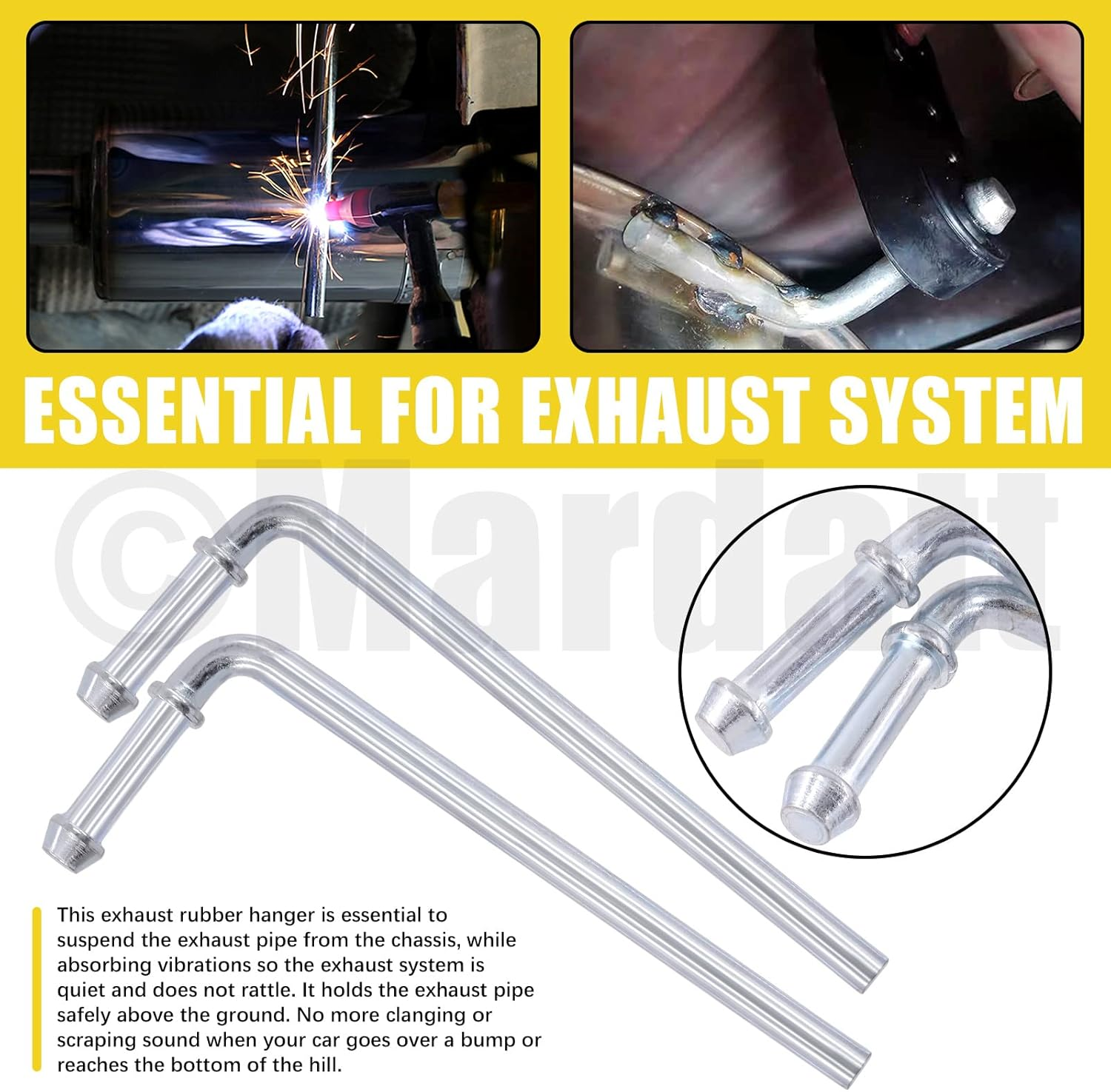 6 Pcs 2/4 Holes Exhaust Hanger Rubber Muffler Hanger with 90 Degree Exhaust Hanger Rod, Insulator Muffler Bracket Mount for Car Truck Jeep image number 1