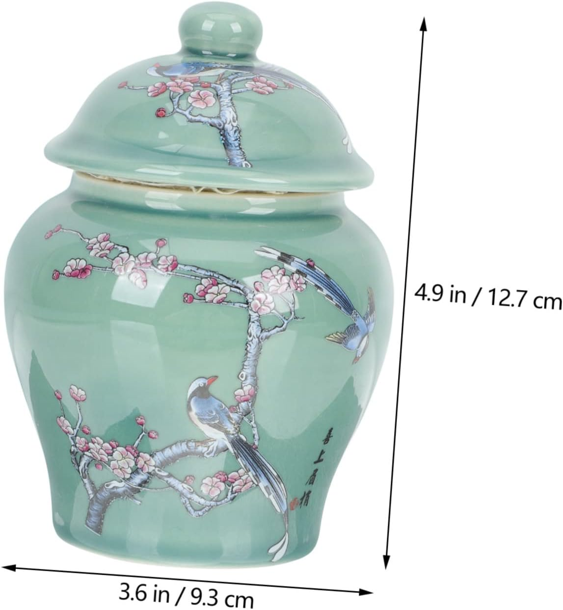 Mikinona Chinese Style Ceramic Tea Jar Small Sealed Loose Tea Container Oriental Food Canister for Home Kitchen Storage image number 4