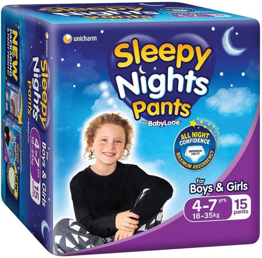 Babylove Sleepy Overnight Nights Pant 15-Pieces Pack, Size 4-7 Years