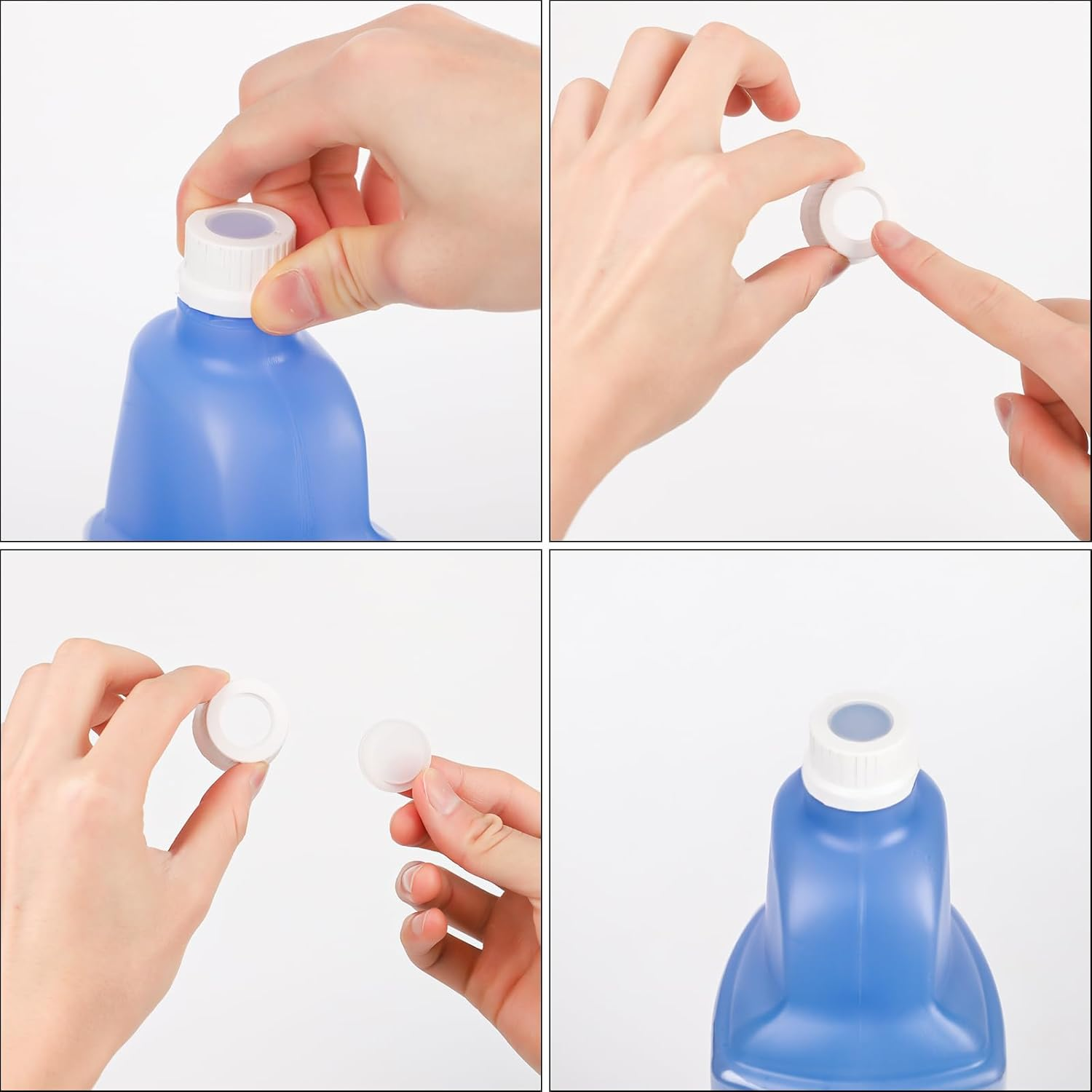 12Pcs Refillable Bottle Cap Silicone Gasket for Swiffer Wet Jet Mop Cleaning Solution, DIY Reusable Bottle Refill Container Leakproof Household Cleaning Supplies image number 3