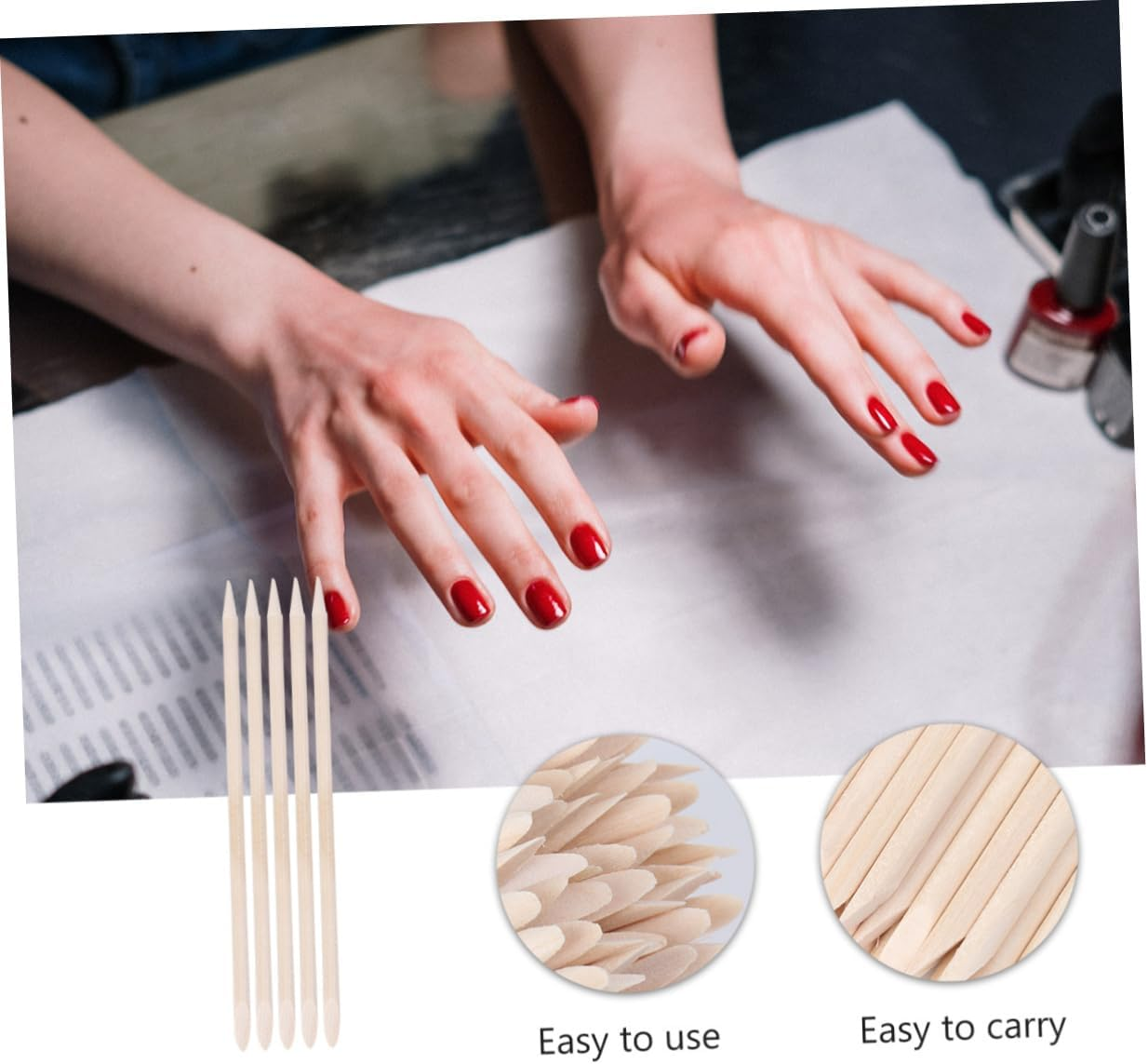 AUTSUPPL 50 Pcs Nail Art Orange Wood Sticks Cuticle Pushers for Dead Skin Removal and Nail Cleaning Professional Manicure Tool for Home and Salon Use image number 6