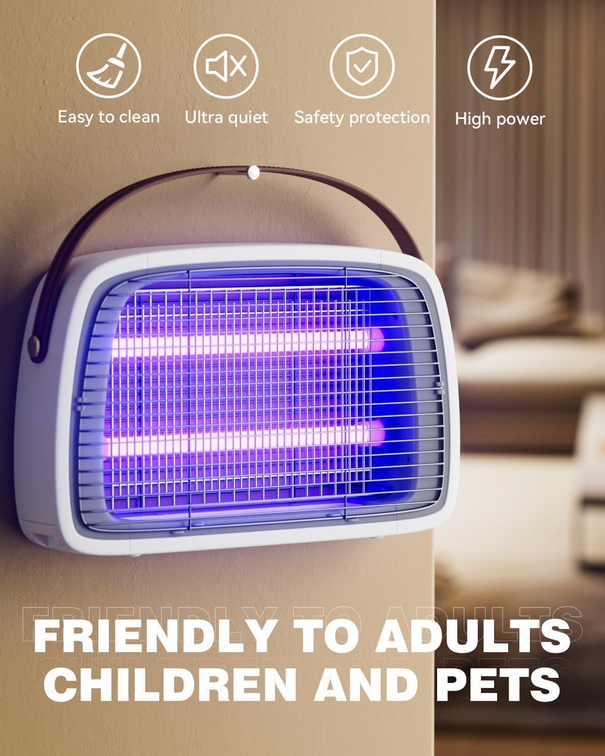 Mosiller Bug Zapper Electric Fly Killer - 4200V Mosquito Killer LED Lamp, Hangable Fly Repellent and Insect Killer, Durable Mozzie Trap, Fruit Fly Zapper for Indoor Outdoor Garden Home Office image number 4