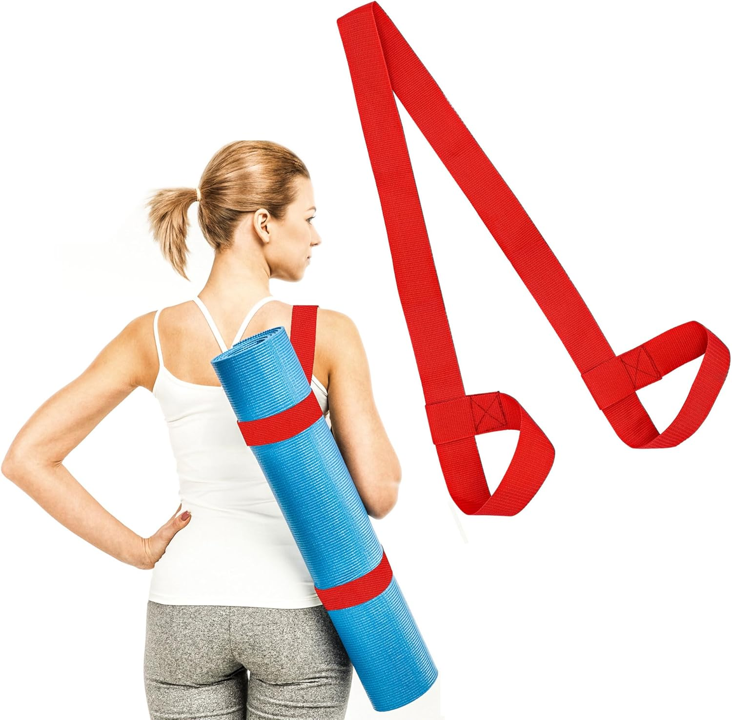Yoga Mat Carry Strap - Conveniently Carry Your Yoga Mat Anywhere with Cotton Yoga Mat Strap - Multipurpose Lightweight Adjustable Loops for All Mat Sizes and Easy to Use Yoga Mat Sling and Holder